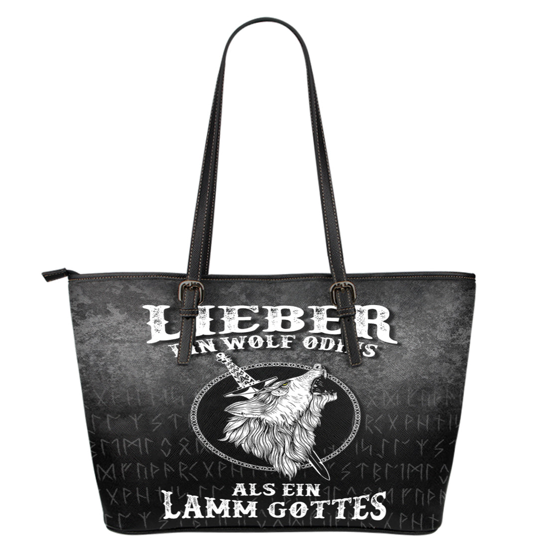 Viking Leather Tote Lieber Ein Wolf Odins Als Ein Lamm Gottes Leather Tote RLT12