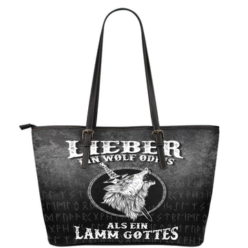 Viking Leather Tote Lieber Ein Wolf Odins Als Ein Lamm Gottes Leather Tote RLT12