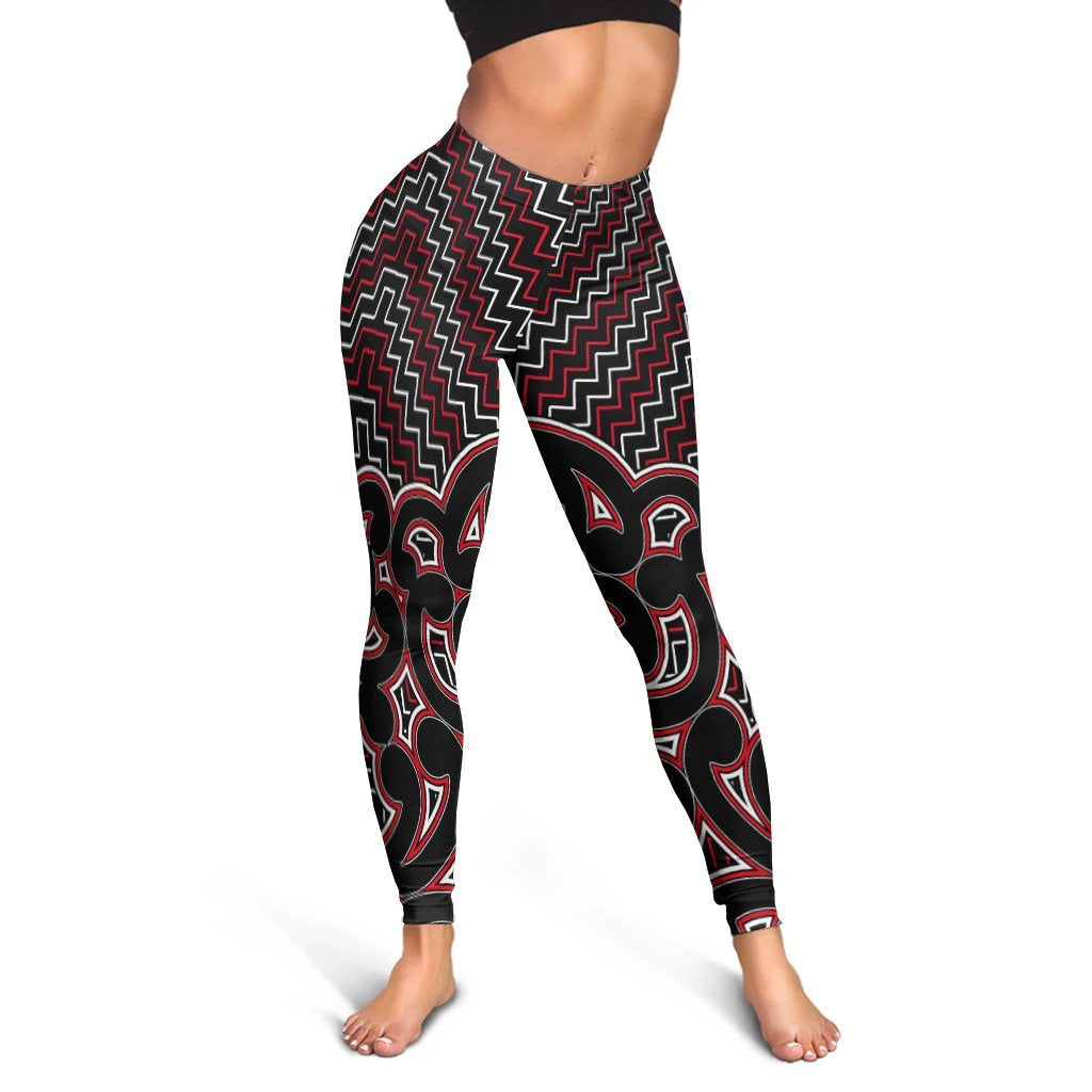 New Zealand Women's Leggings Maori Graphic Tee Patterns Red LT6