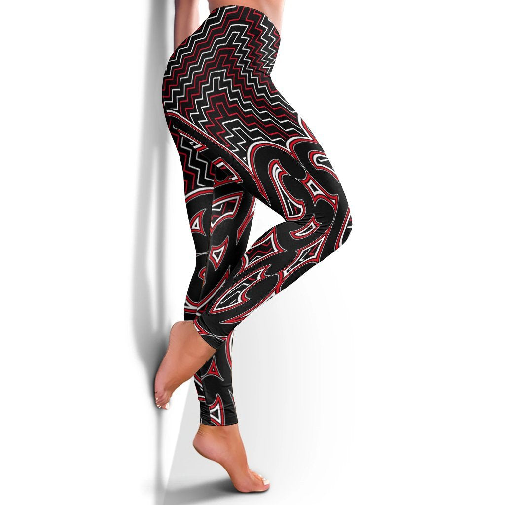 New Zealand Women's Leggings Maori Graphic Tee Patterns Red LT6