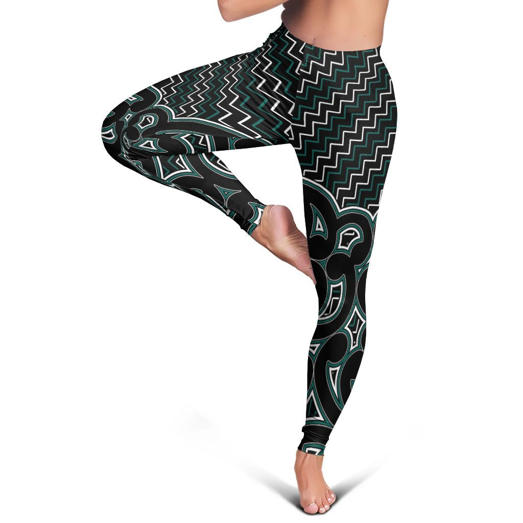 New Zealand Women's Leggings Maori Graphic Tee Patterns Green LT6