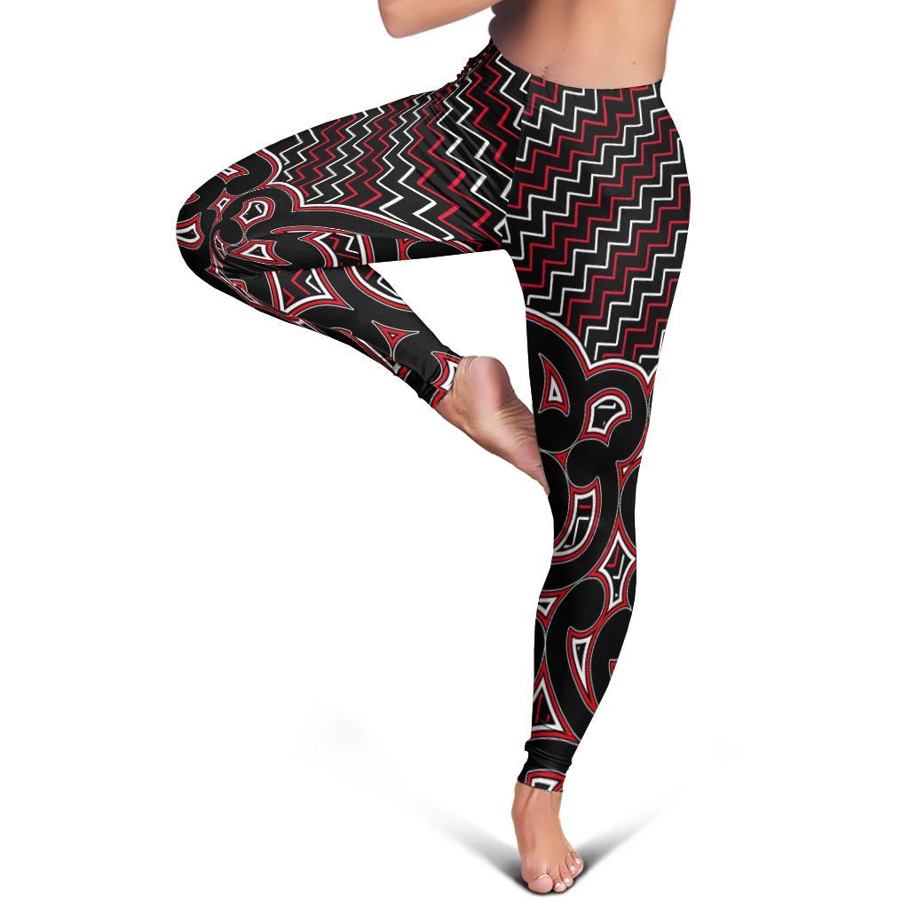 New Zealand Women's Leggings Maori Graphic Tee Patterns Red LT6
