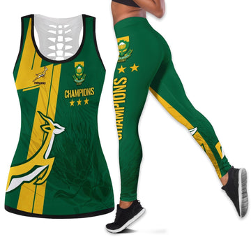 South Africa Hollow Tank and Leggings Combo Rugby 7s 2022 Champion Springboks LT7