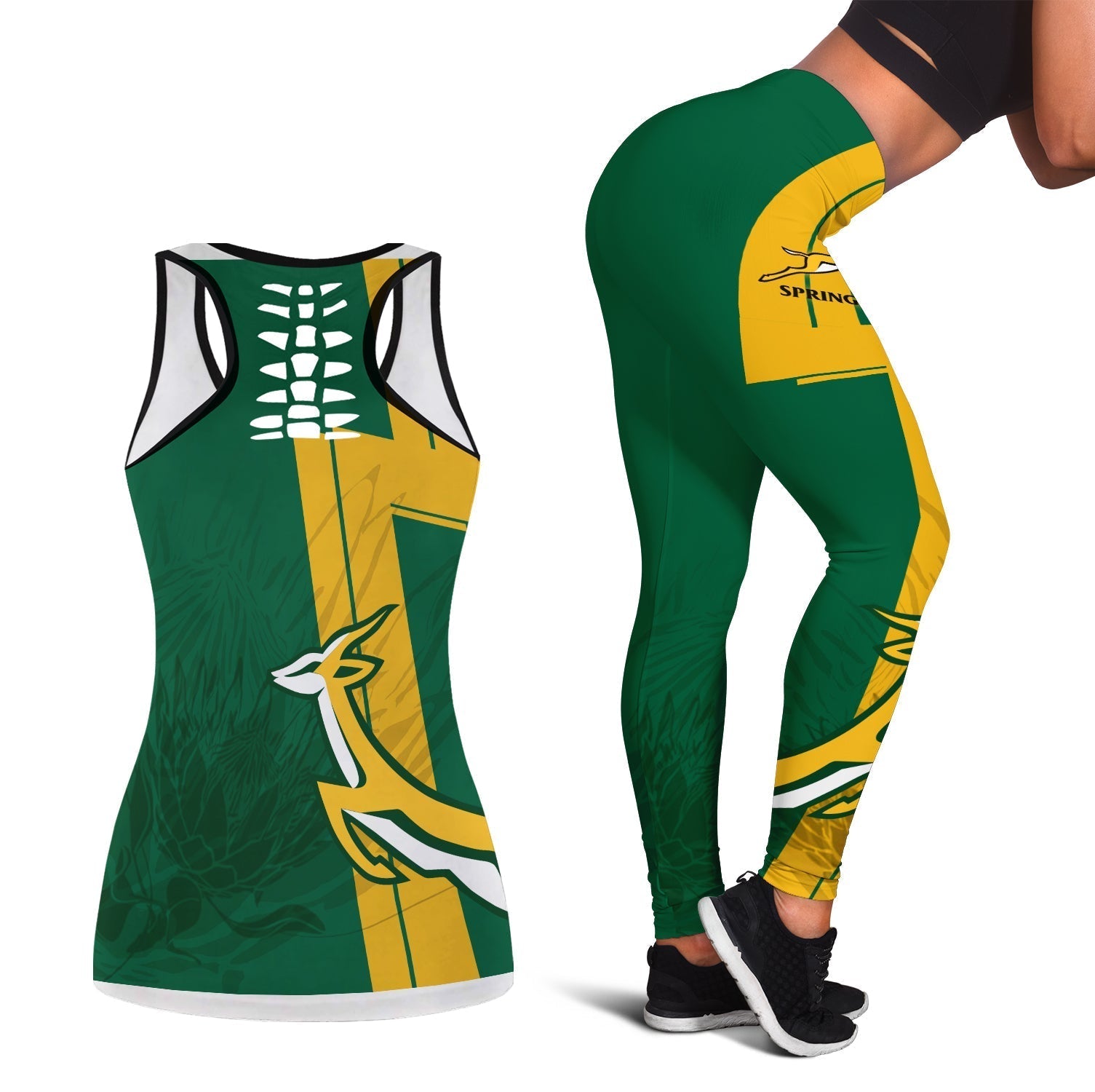 South Africa Hollow Tank and Leggings Combo Rugby 7s 2022 Champion Springboks LT7