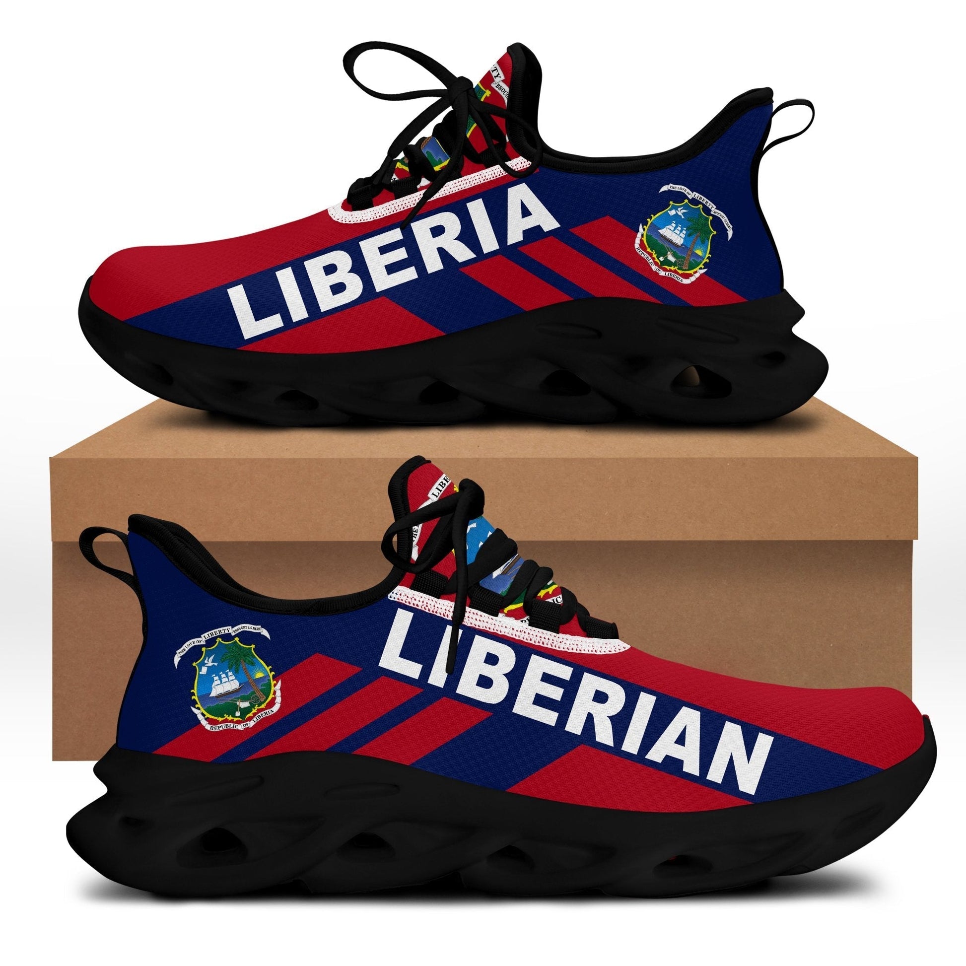 Wonder Print Shop Footwear - Liberia Stripe Style Clunky Sneakers LT10