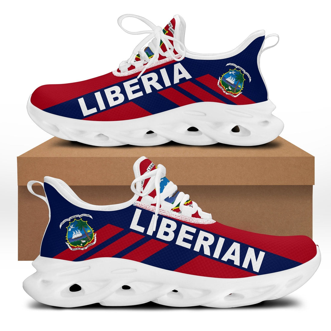 Wonder Print Shop Footwear - Liberia Stripe Style Clunky Sneakers LT10