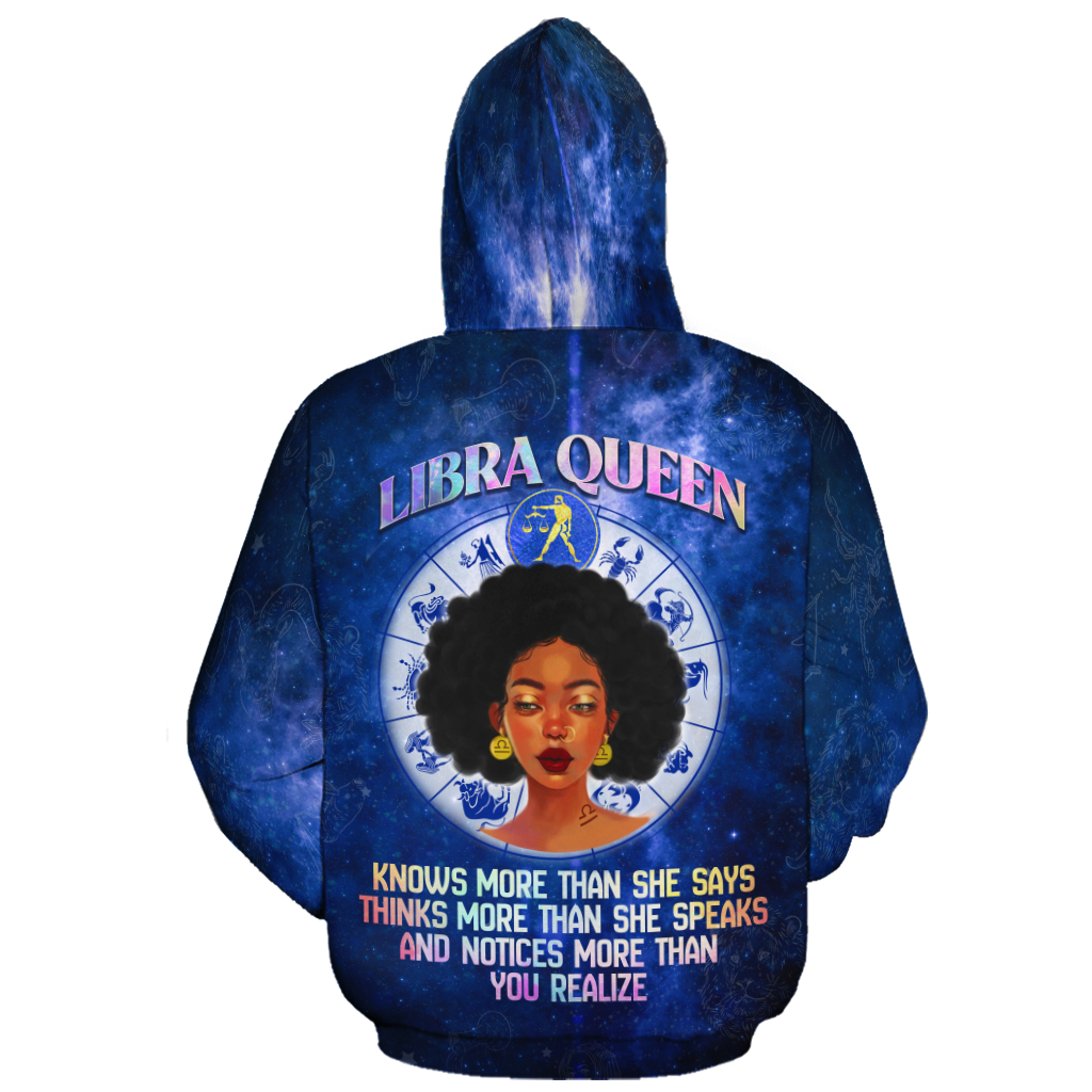 African Hoodie Libra Queen Fleece Zip Hoodie