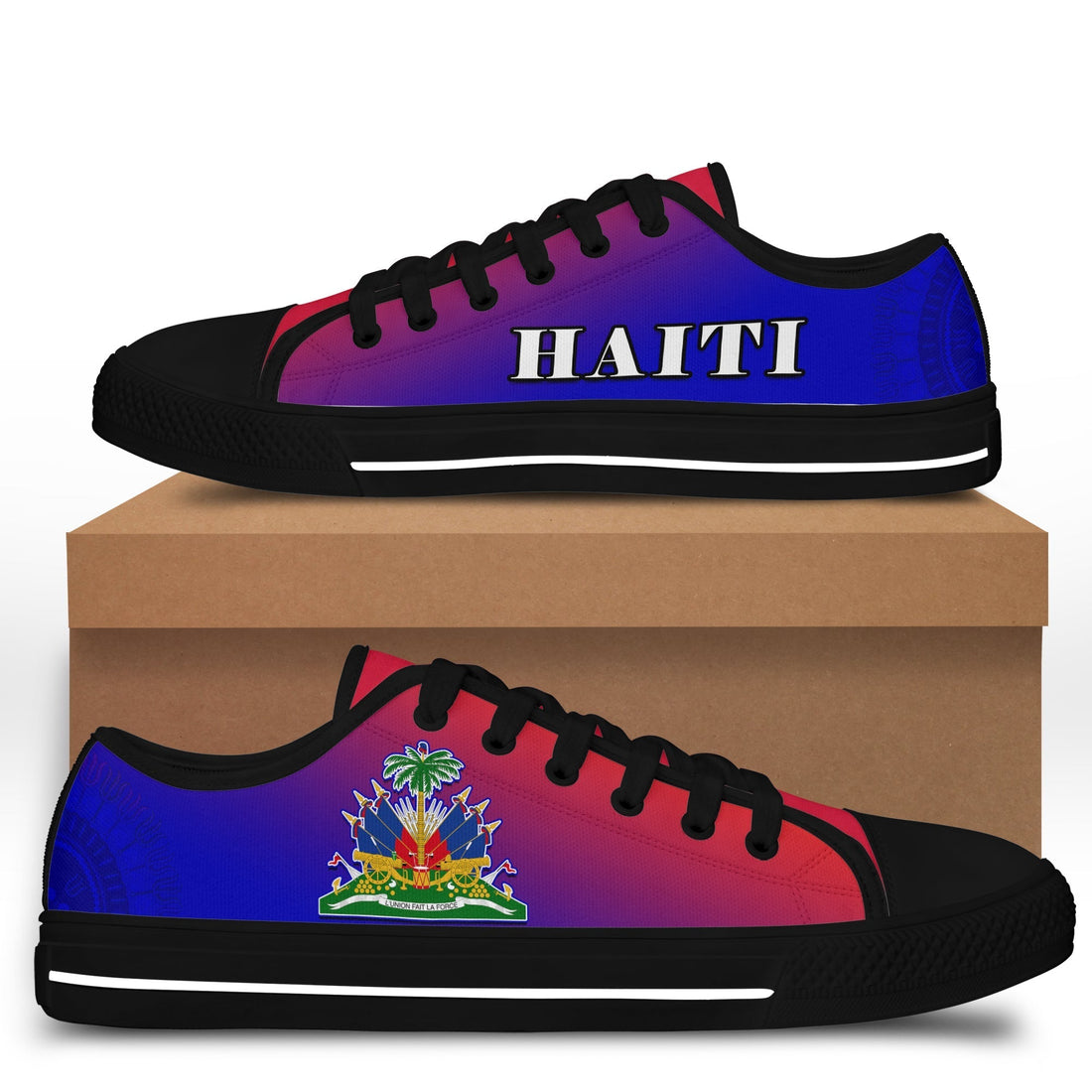 Haiti Low Top Shoes Haiti Flag Dashiki Simple Style LT14