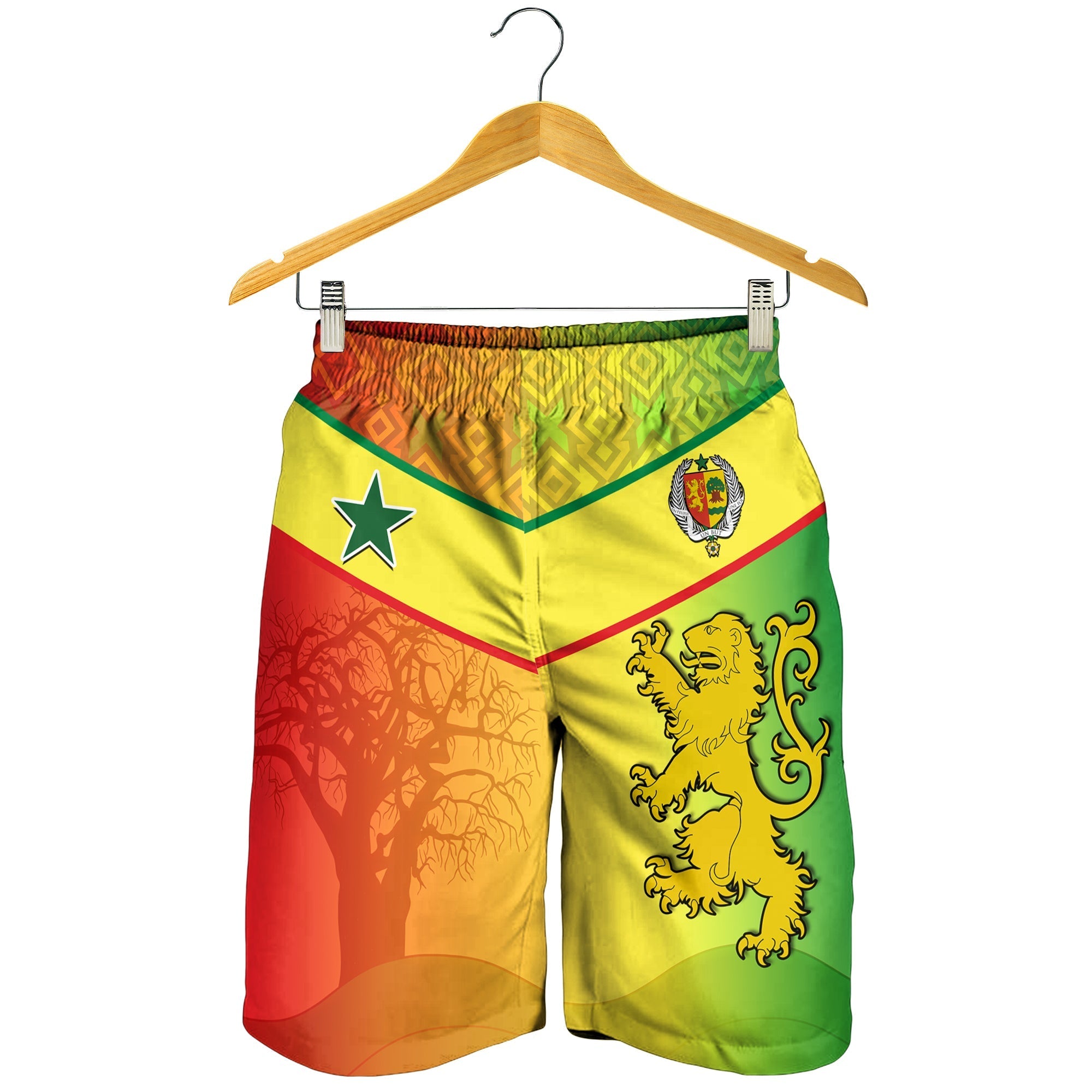 Senegal Men Shorts Lion With Senegal Map Reggae Style LT14