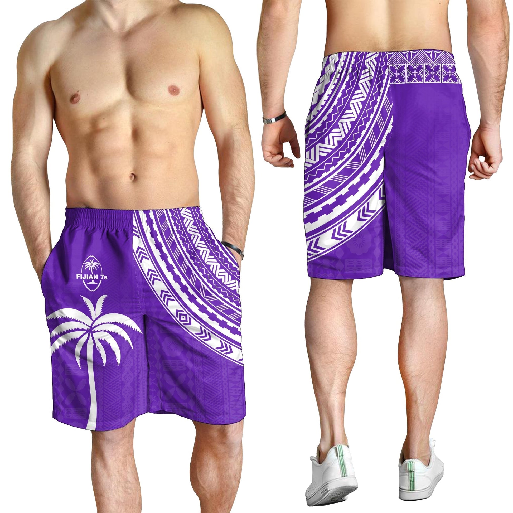 Fiji Rugby Sevens Men Shorts Fijian 7s Tapa Polynesian Purple LT13