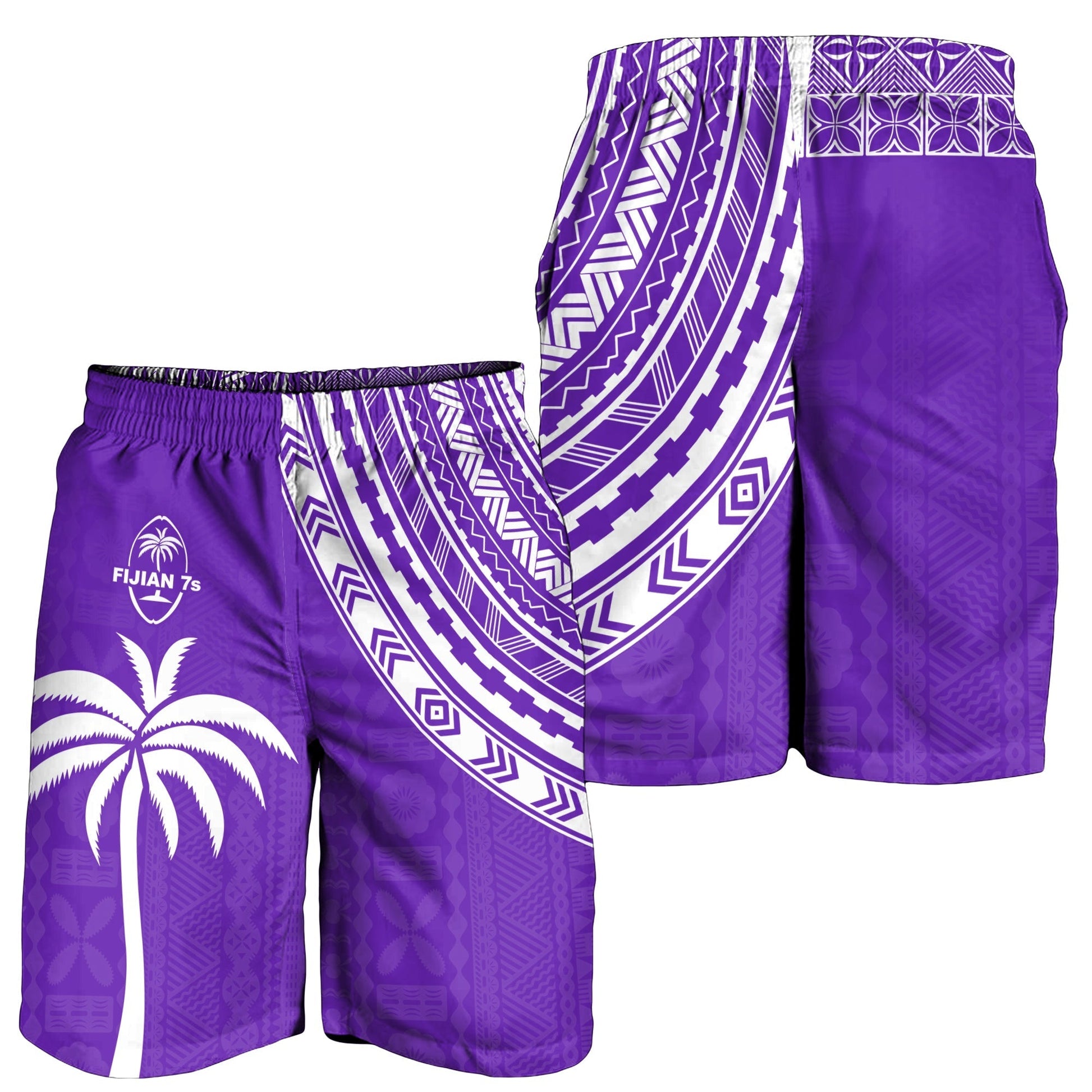 Fiji Rugby Sevens Men Shorts Fijian 7s Tapa Polynesian Purple LT13