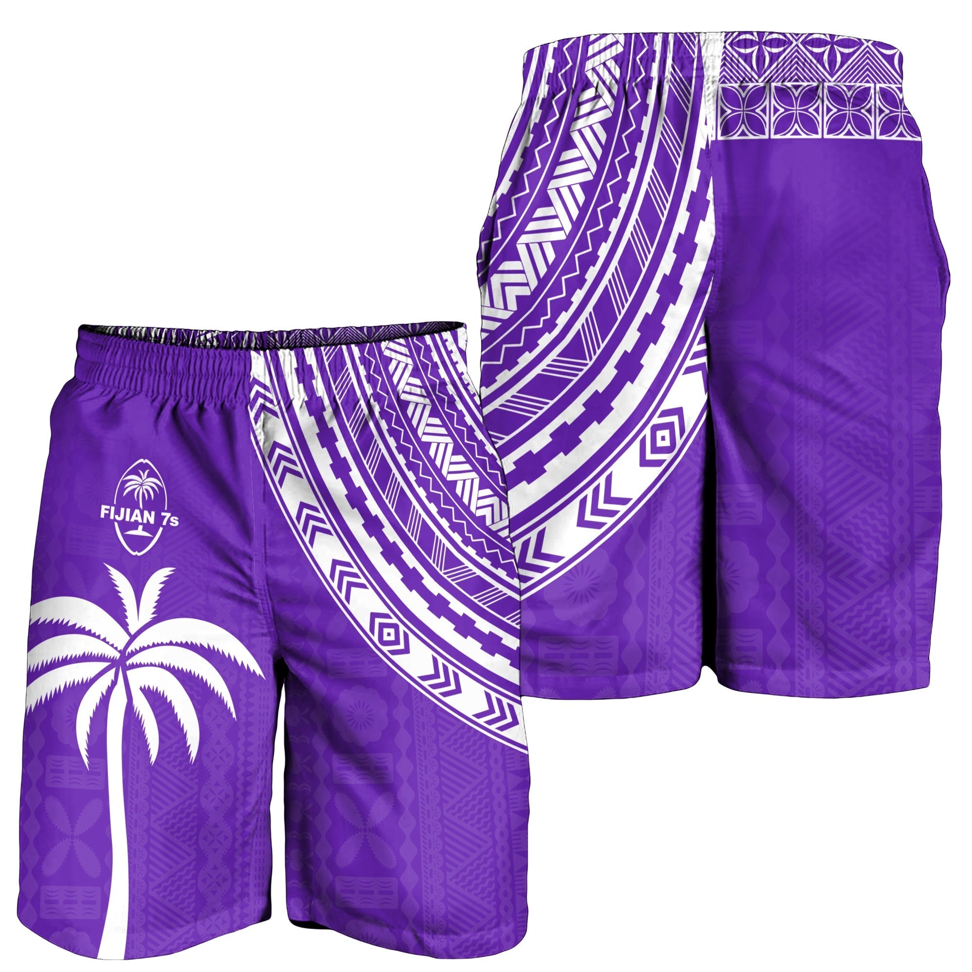 Fiji Rugby Sevens Men Shorts Fijian 7s Tapa Polynesian Purple LT13