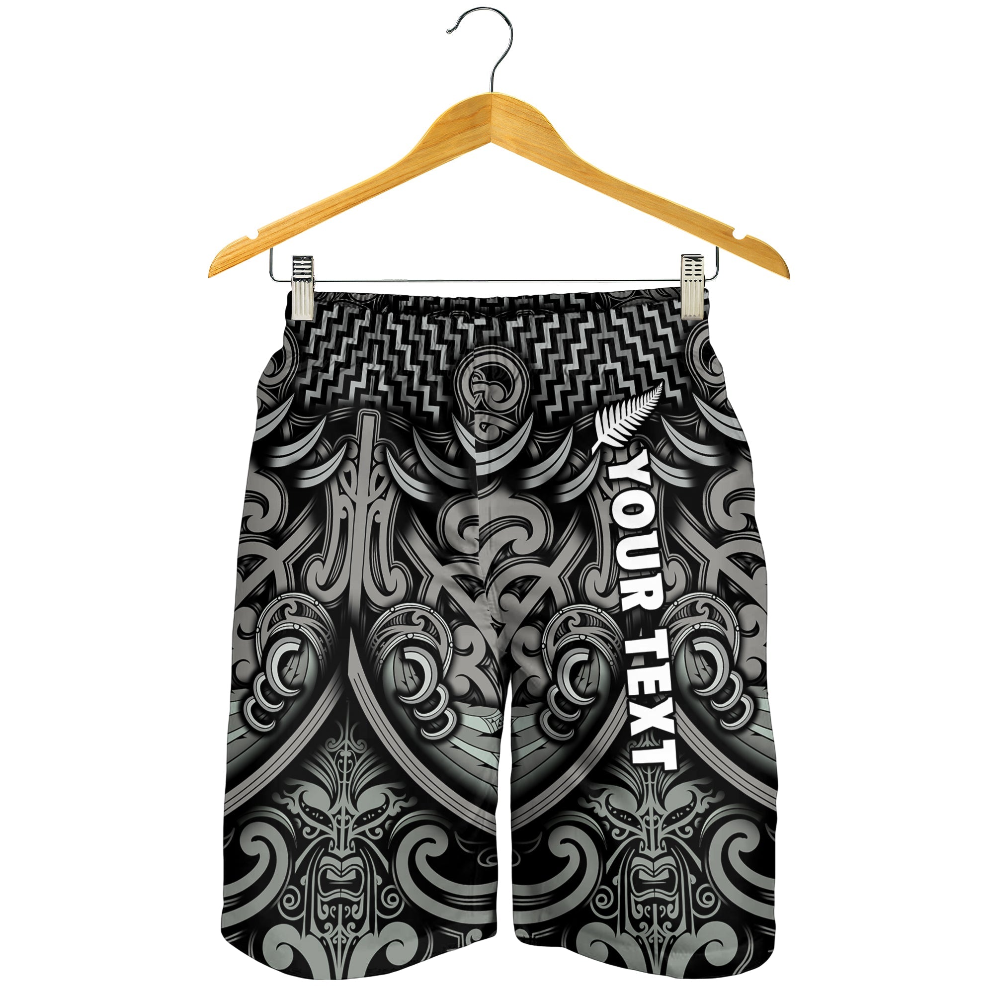 Custom Personalised New Zealand Silver Fern Rugby Men Shorts All Black NZ Maori Pattern LT13