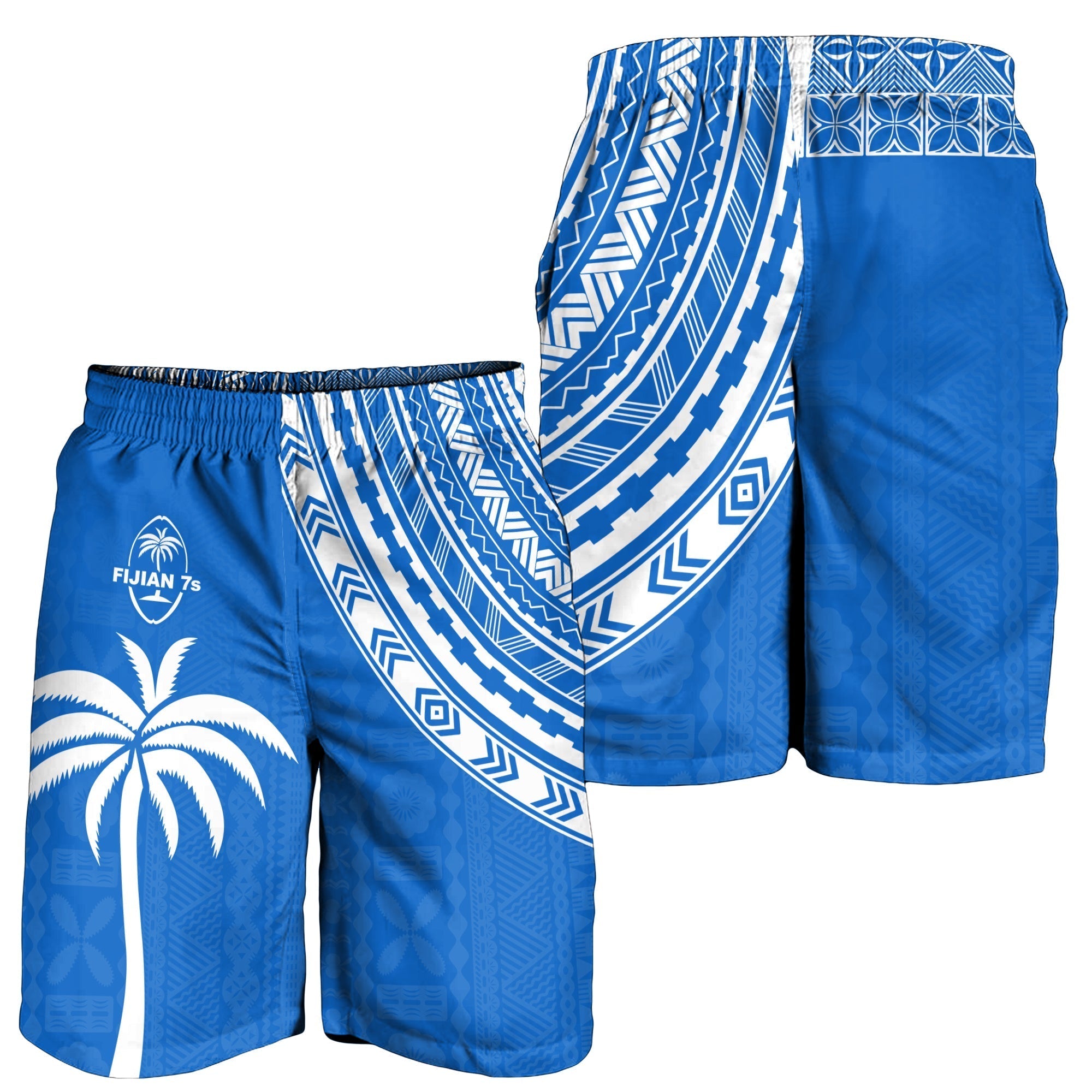 Fiji Rugby Sevens Men Shorts Fijian 7s Tapa Polynesian Blue Ver.01 LT13