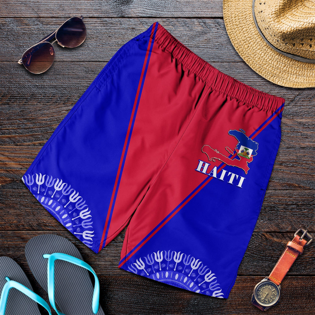 Haiti Men Shorts Haiti Flag Dashiki Simple Style LT14