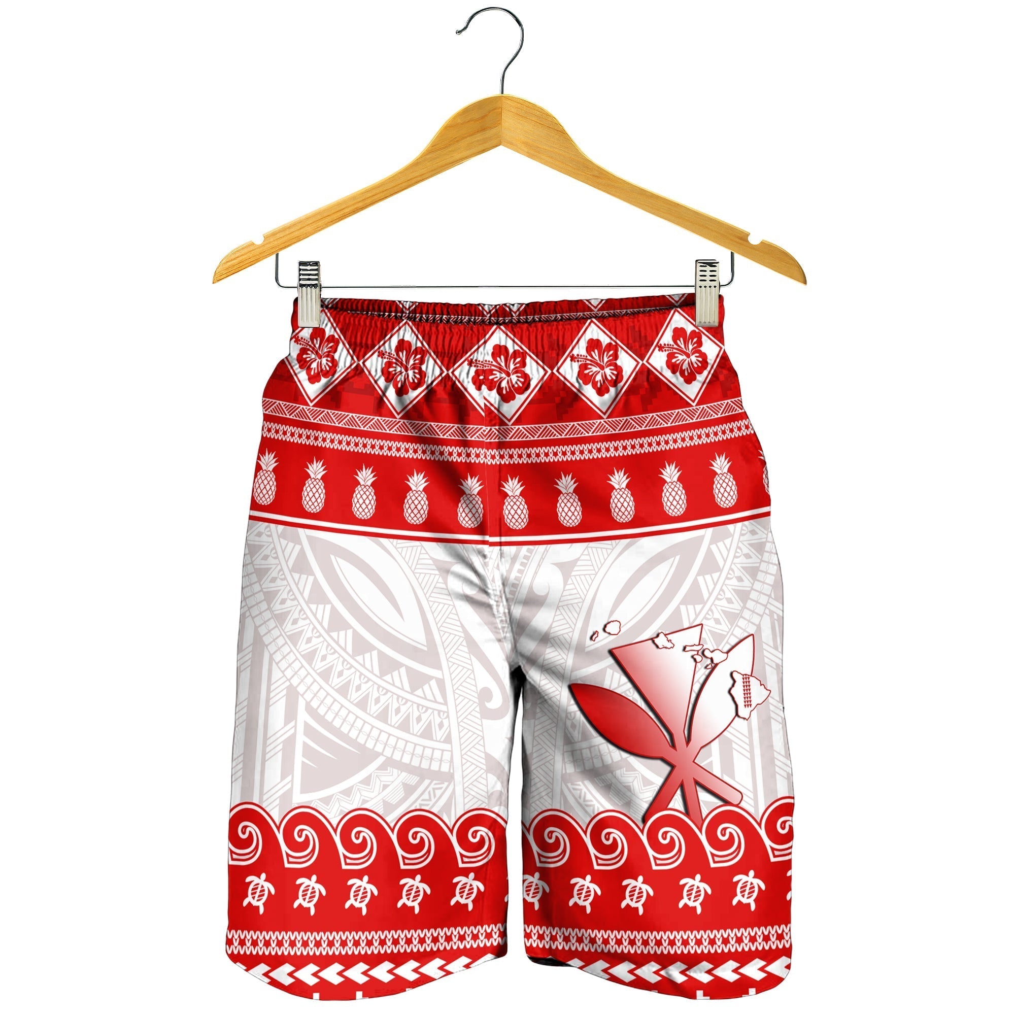 Hawaii Christmas Men Shorts Kanaka Polynesian Santa Claus Mele Kalikimaka LT14