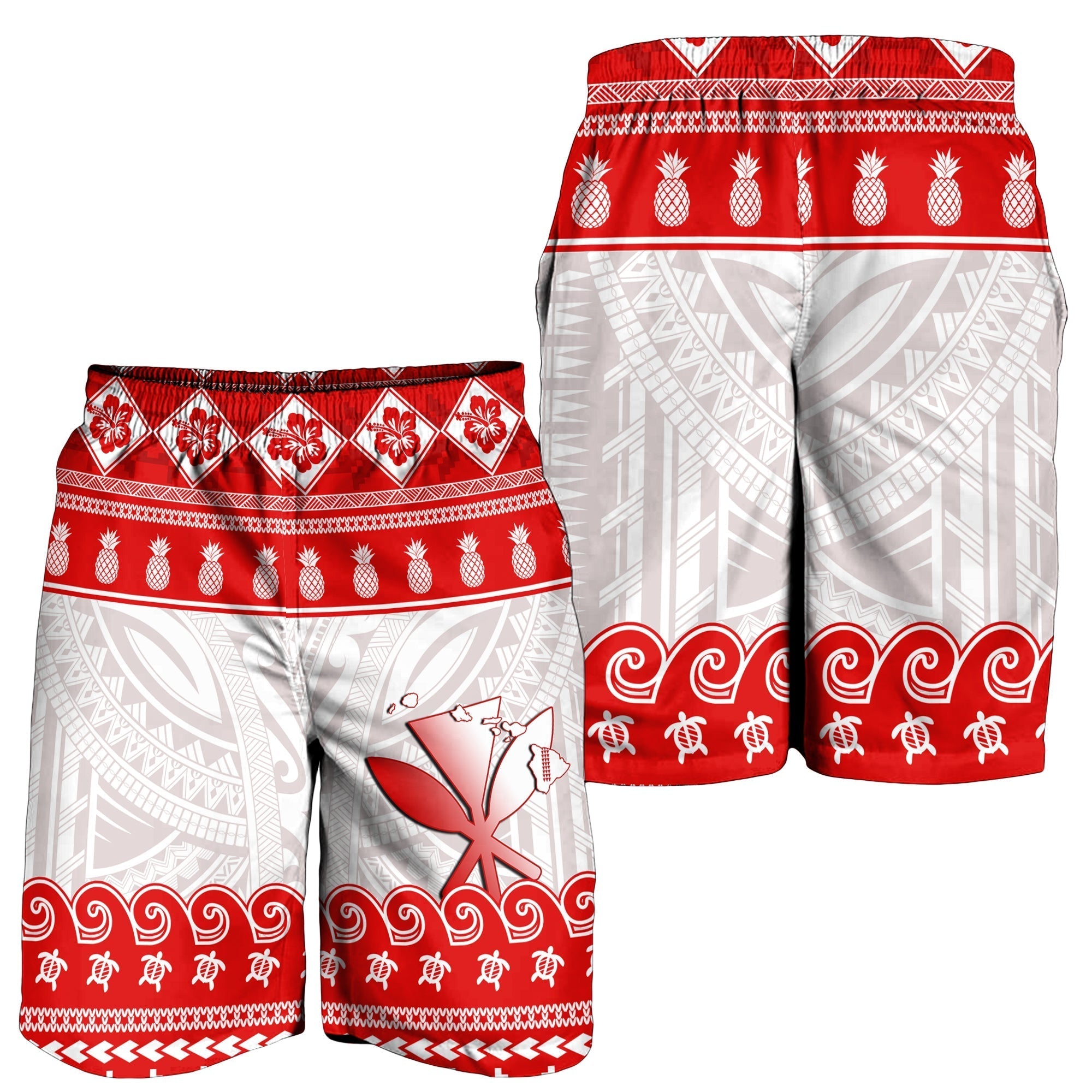 Hawaii Christmas Men Shorts Kanaka Polynesian Santa Claus Mele Kalikimaka LT14