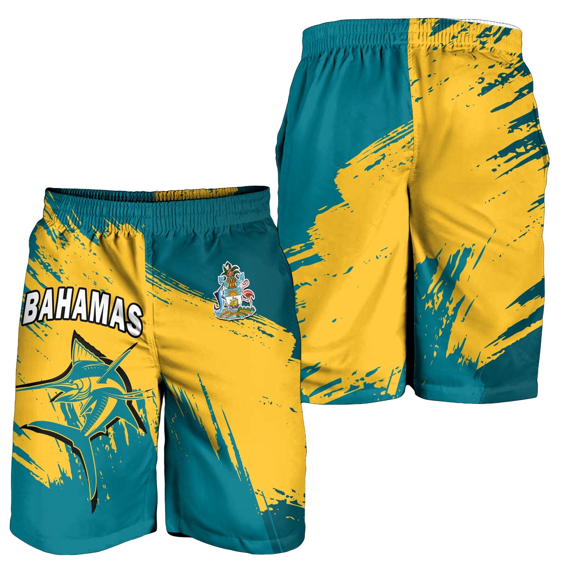 Bahamas Men Shorts Blue Marlin With Bahamian Coat Of Arms LT14