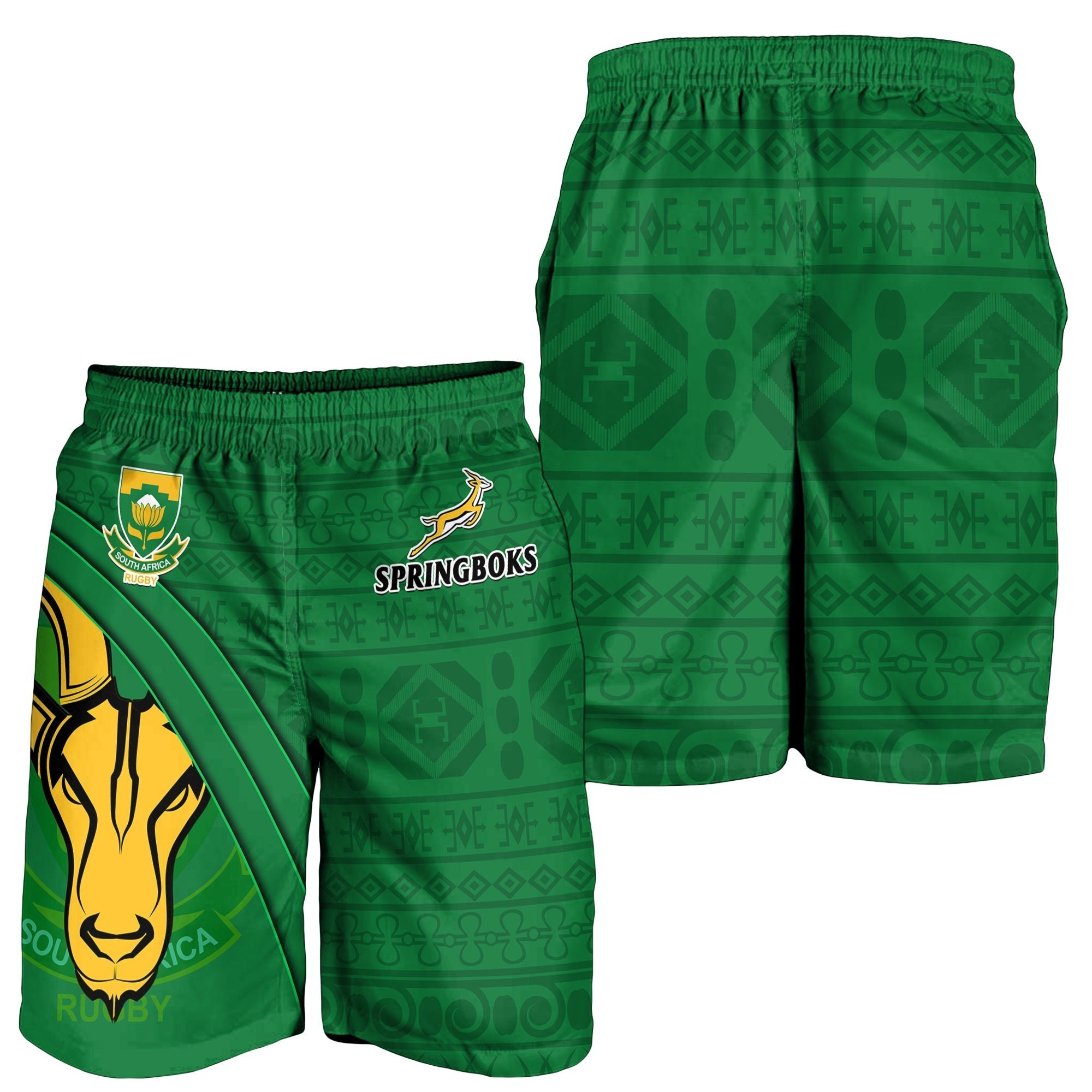 South Africa Rugby Men Shorts Bokke Springbok With African Pattern Stronger Together LT14