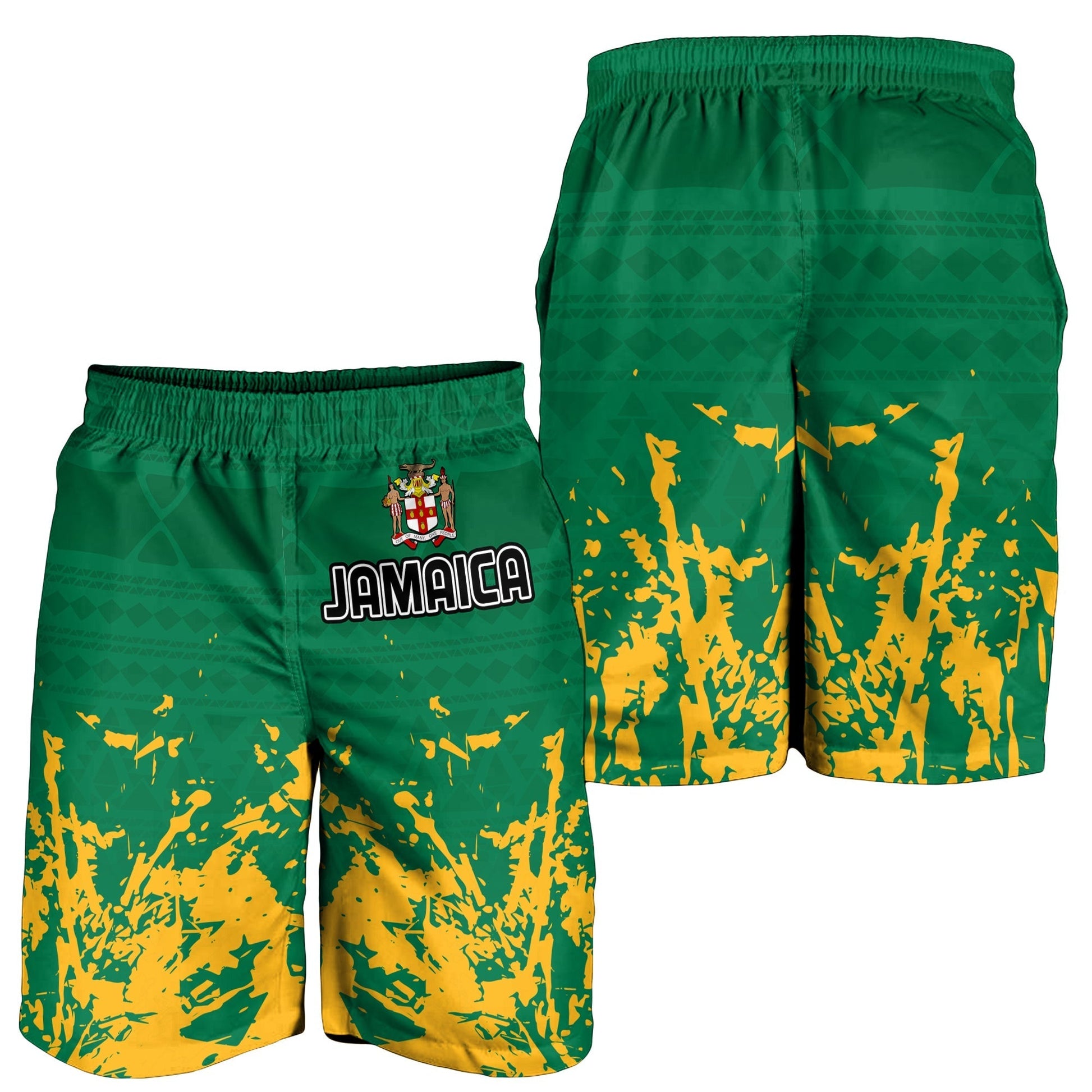 Jamaica Athletics Men Shorts Jamaican Flag With African Pattern Sporty Style LT14