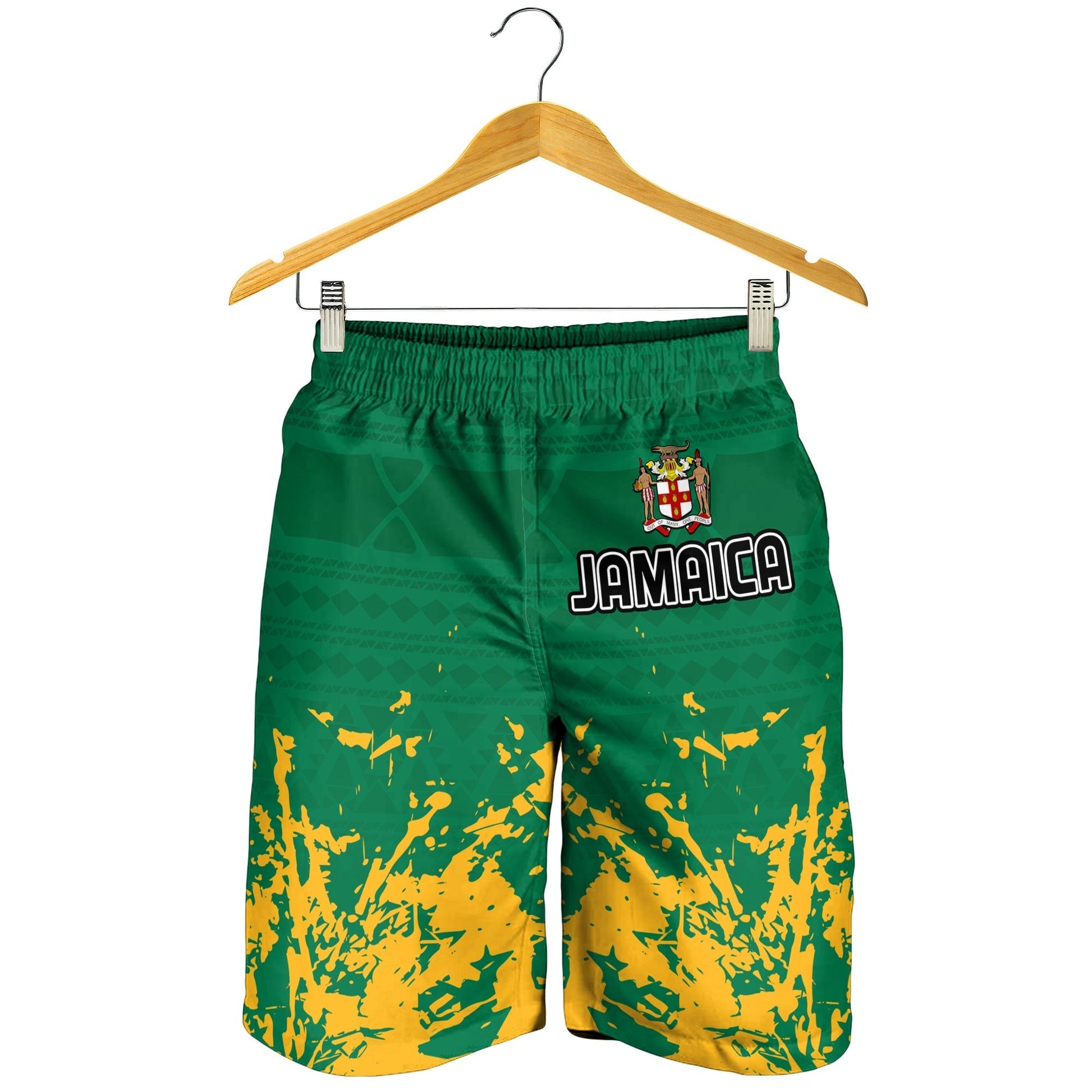Jamaica Athletics Men Shorts Jamaican Flag With African Pattern Sporty Style LT14