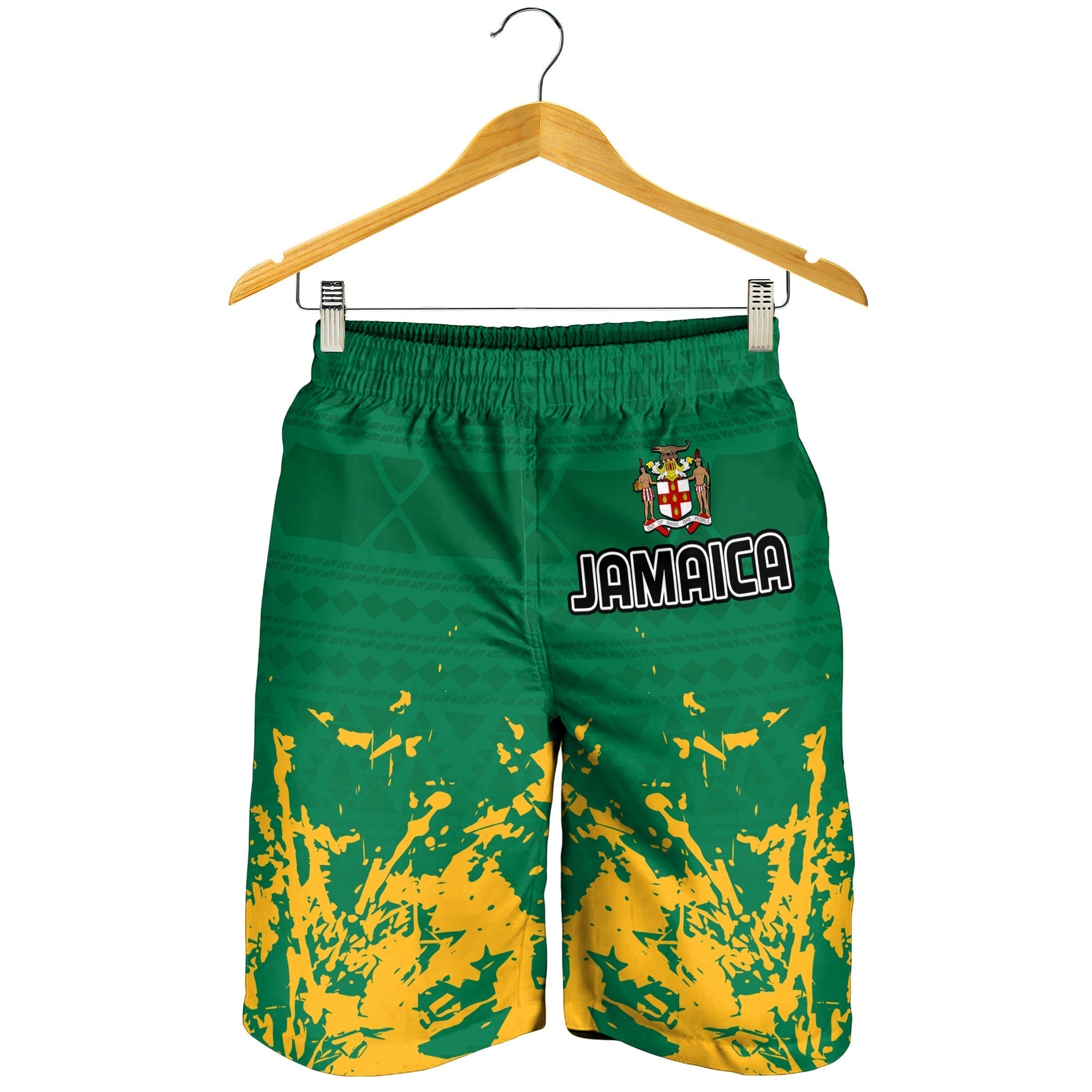 Jamaica Athletics Men Shorts Jamaican Flag With African Pattern Sporty Style LT14