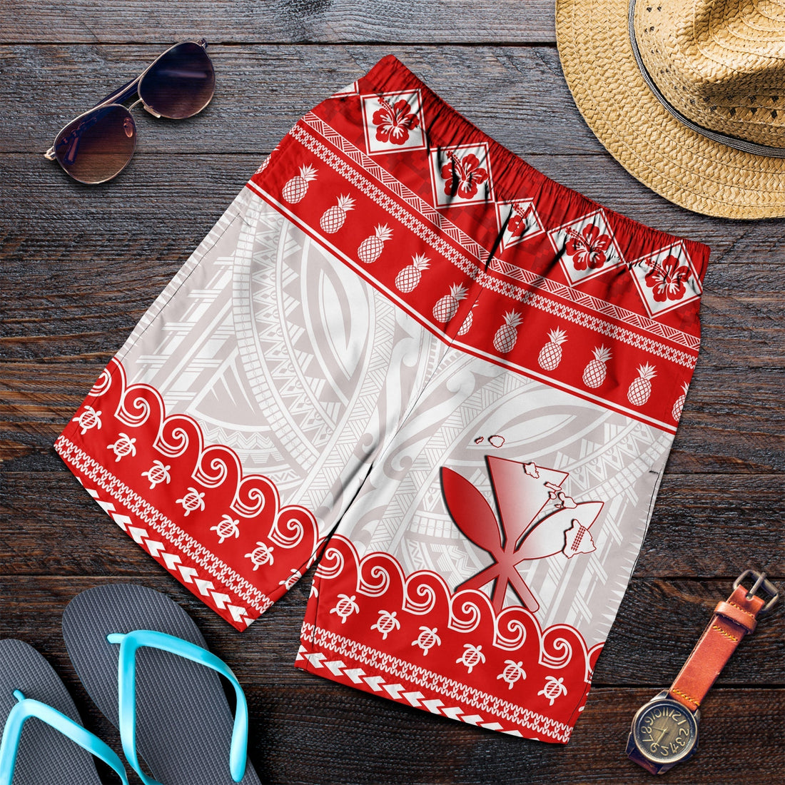 Hawaii Christmas Men Shorts Kanaka Polynesian Santa Claus Mele Kalikimaka LT14