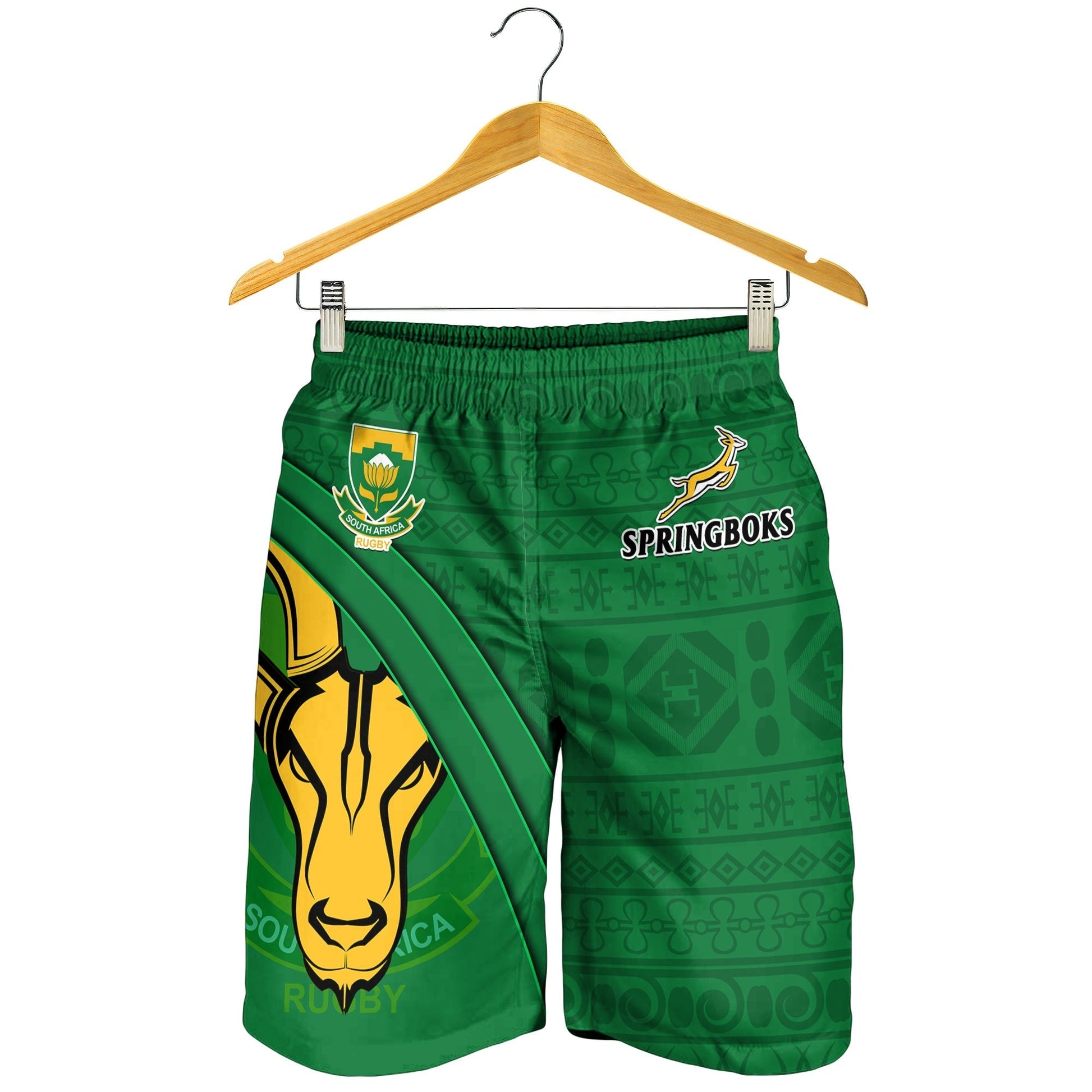 South Africa Rugby Men Shorts Bokke Springbok With African Pattern Stronger Together LT14