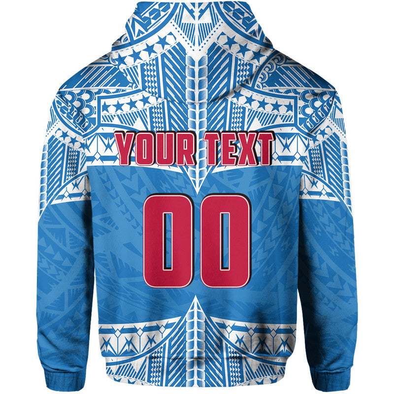 Custom Personalised And Number Toa Samoa Rugby Hoodie Blue Sky LT6