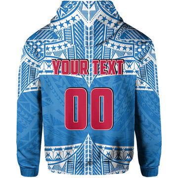 Custom Personalised And Number Toa Samoa Rugby Hoodie Blue Sky LT6