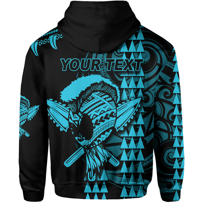 Custom Hawaii Polynesian Warrior Kakau Hoodie Blue LT6