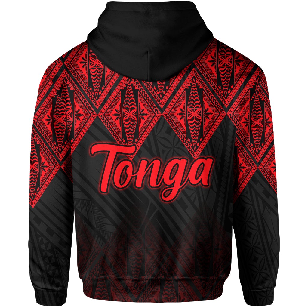 Tonga Zip Hoodie Ngatu Black and Red Style LT6