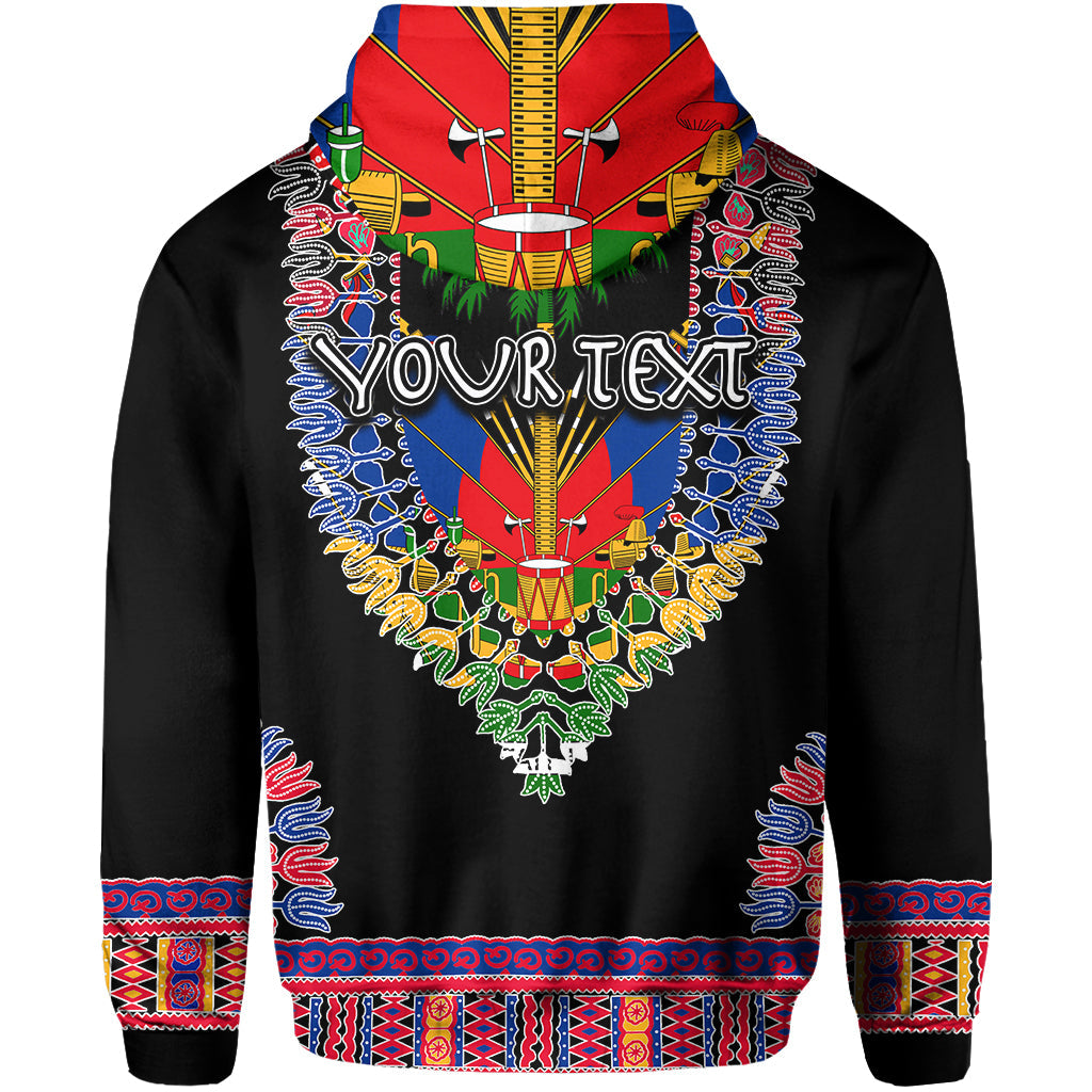 Custom Haiti Hoodie Dashiki Mix Coat Of Arms Black Style LT6