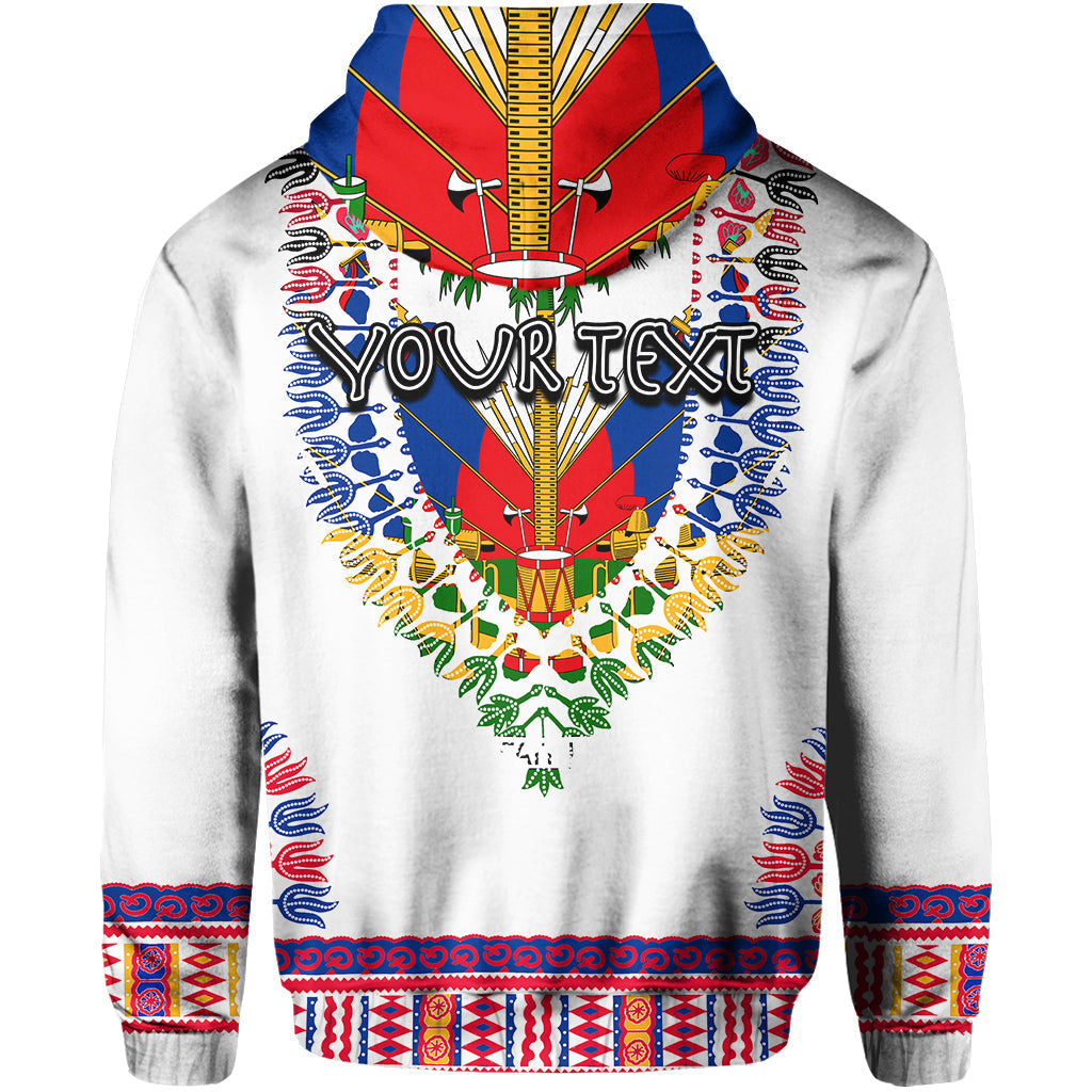 Custom Haiti Hoodie Dashiki Mix Coat Of Arms White Style LT6