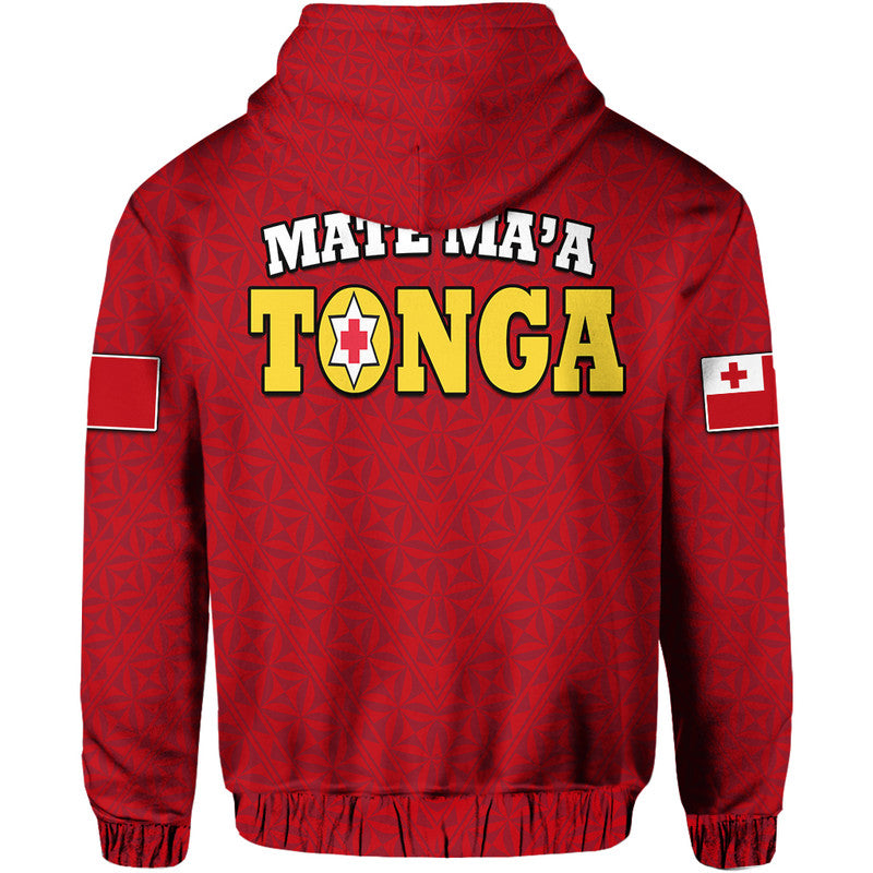 Mate Maa Tonga Rugby Hoodie Tongan Kupesi Red Style LT9