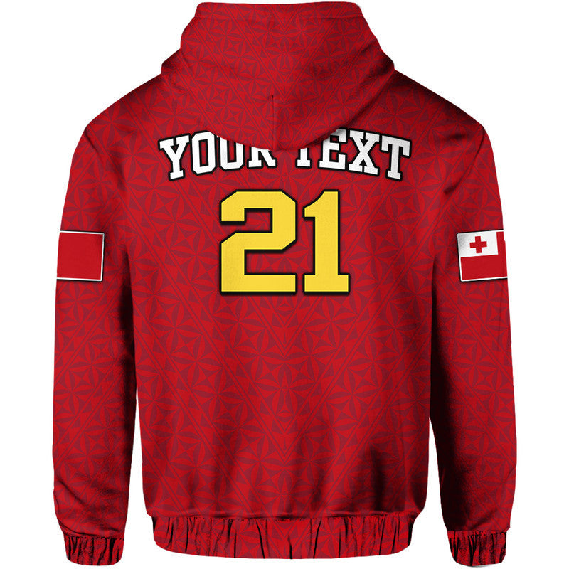 Custom Personalised Mate Maa Tonga Rugby Hoodie Tongan Kupesi Red Style LT9