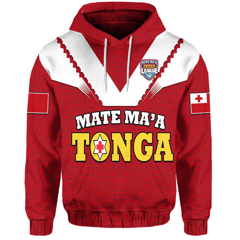 Custom Personalised Mate Maa Tonga Rugby Hoodie Tongan Kupesi Red Style LT9