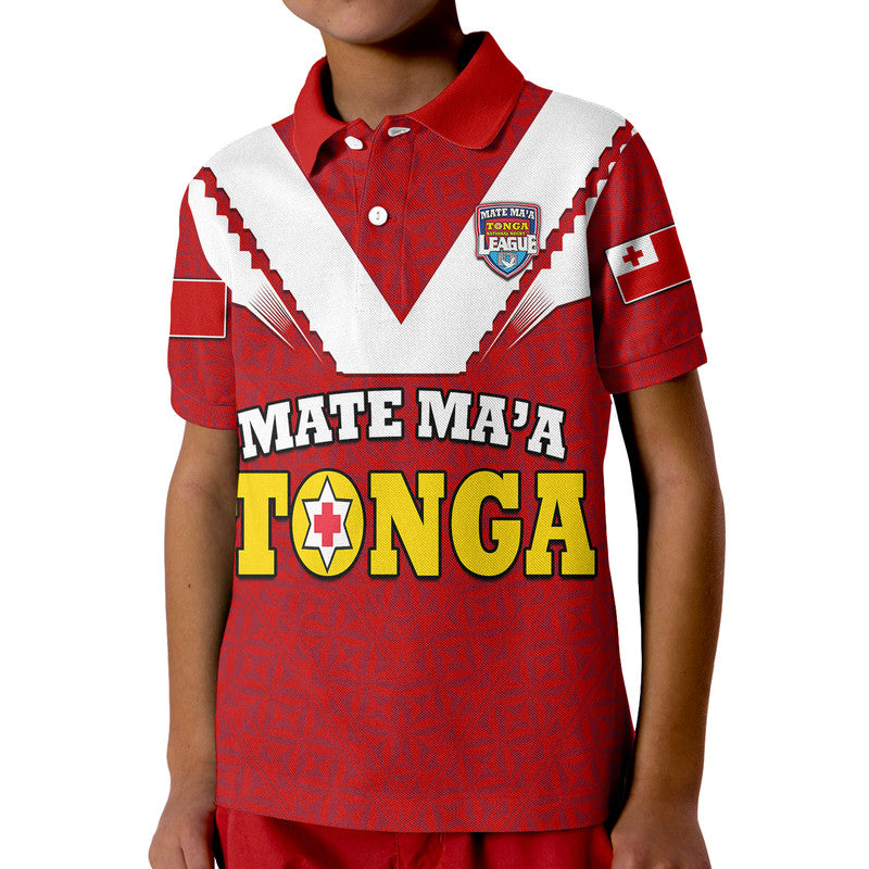 Custom Mate Maa Tonga Rugby Polo Shirt Tongan Kupesi Red Style LT9