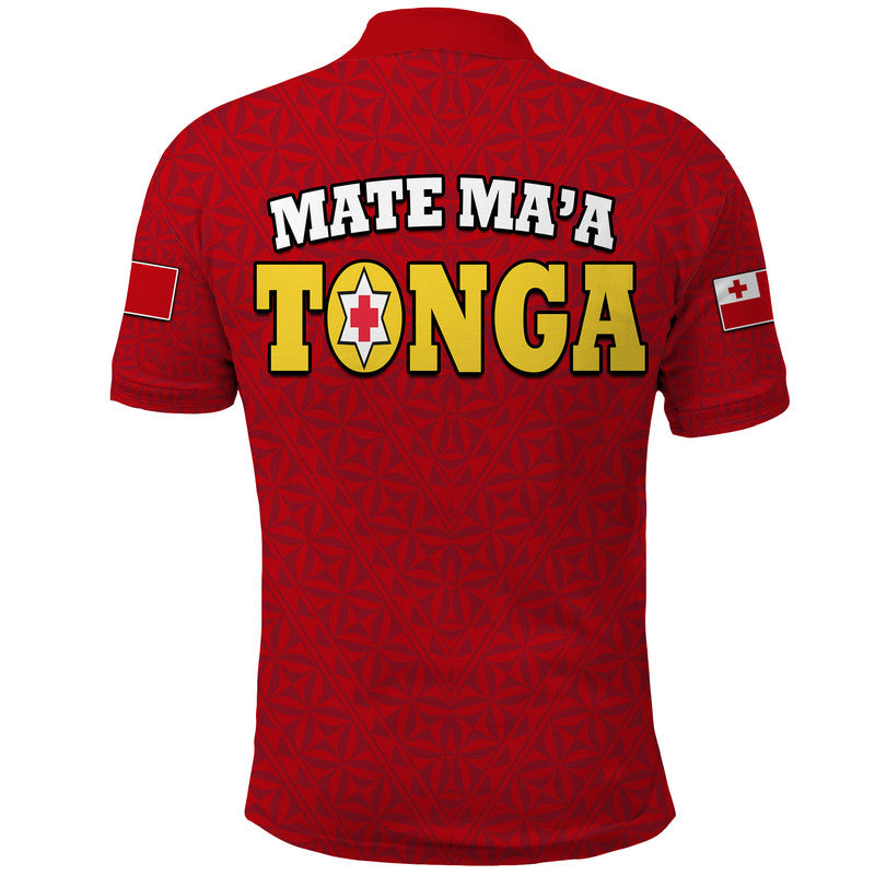 Mate Maa Tonga Rugby Polo Shirt Tongan Kupesi Red Style LT9