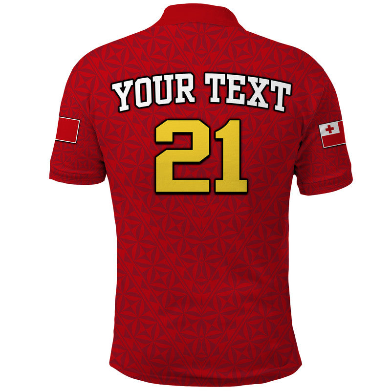 Custom Mate Maa Tonga Rugby Polo Shirt Tongan Kupesi Red Style LT9