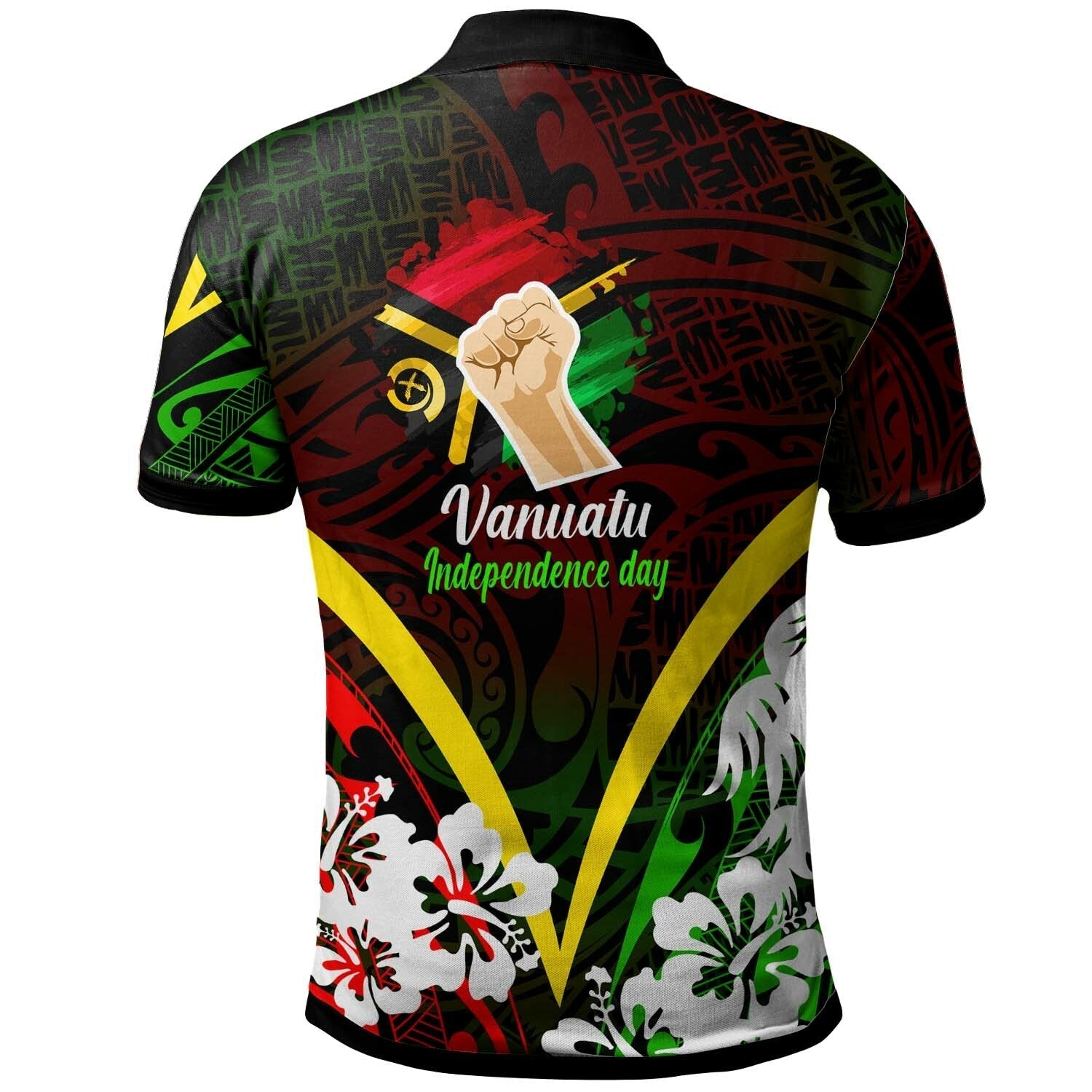 Vanuatu Polo Shirt Vanuatu Independence Day Annivesary with Plumerian and Polynesian Patterns Polo Shirt LT10