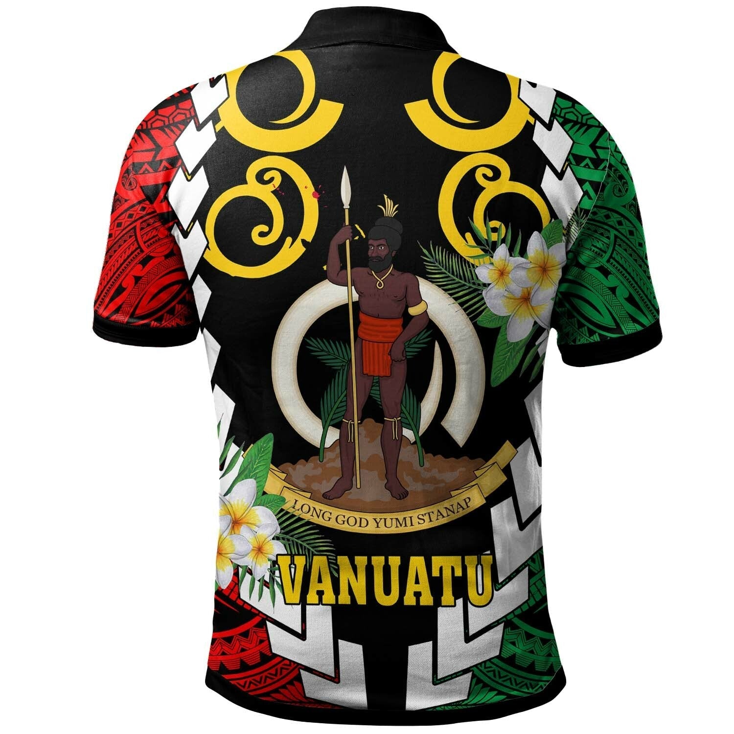 Vanuatu Polo Shirt Custom Vanuatu Independence Anniversary Plumeria Flower and Polynesian Patterns Polo Shirt LT10