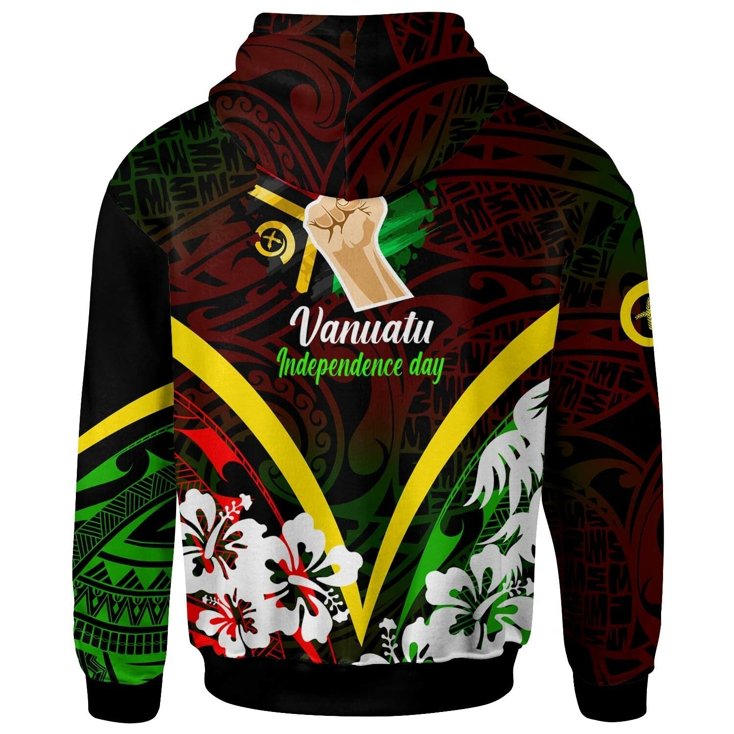 Vanuatu Hoodie Vanuatu Independence Day Annivesary with Plumerian and Polynesian Patterns Hoodie LT10