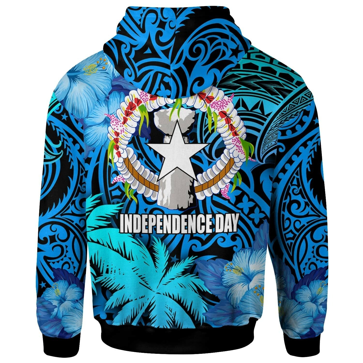 Northern Mariana Islands Hoodie CNMI Polynesian Culture with Hibicus Tropical Flower LT10