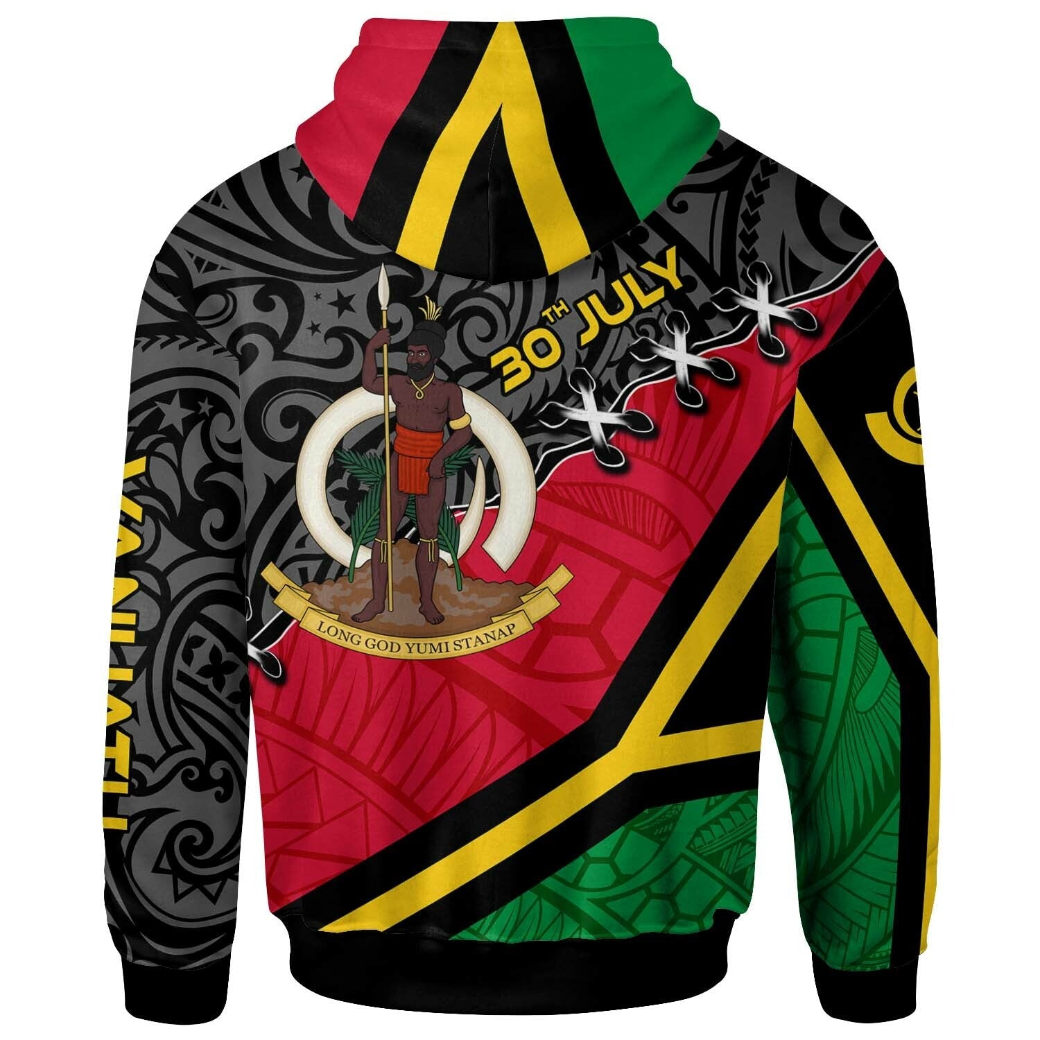 Vanuatu Hoodie Custom Vanuatu Independence Anniversary with Coat of Arms and Polynesian Hoodie LT10