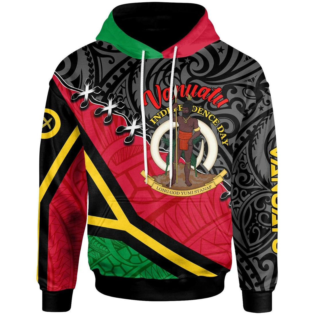 Vanuatu Hoodie Custom Vanuatu Independence Anniversary with Coat of Arms and Polynesian Hoodie LT10