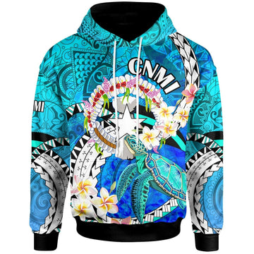 Northern Mariana Islands Hoodie CNMI Polynesian Culture with Turtle and Plumeria Hoodie LT10