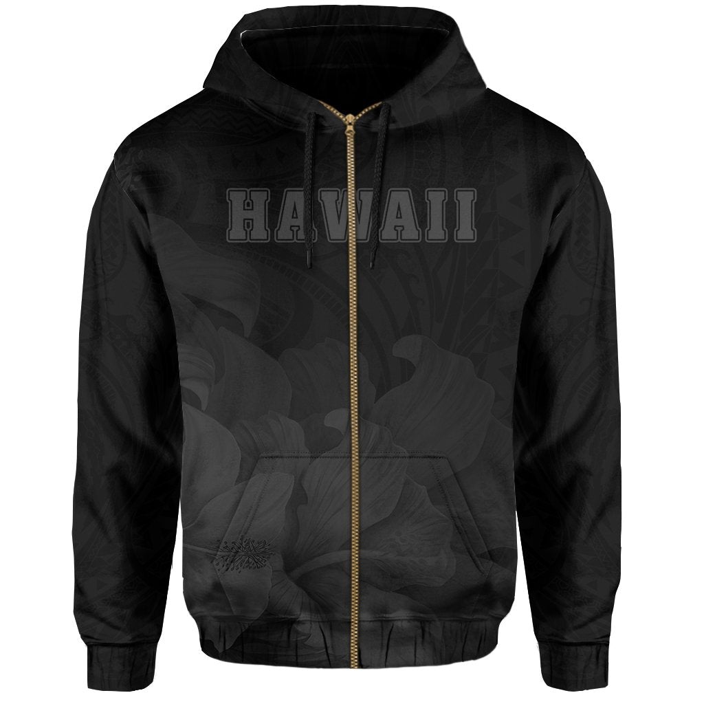 Tropic Hibiscus Seal Of Hawaii Zip Hoodie Gray