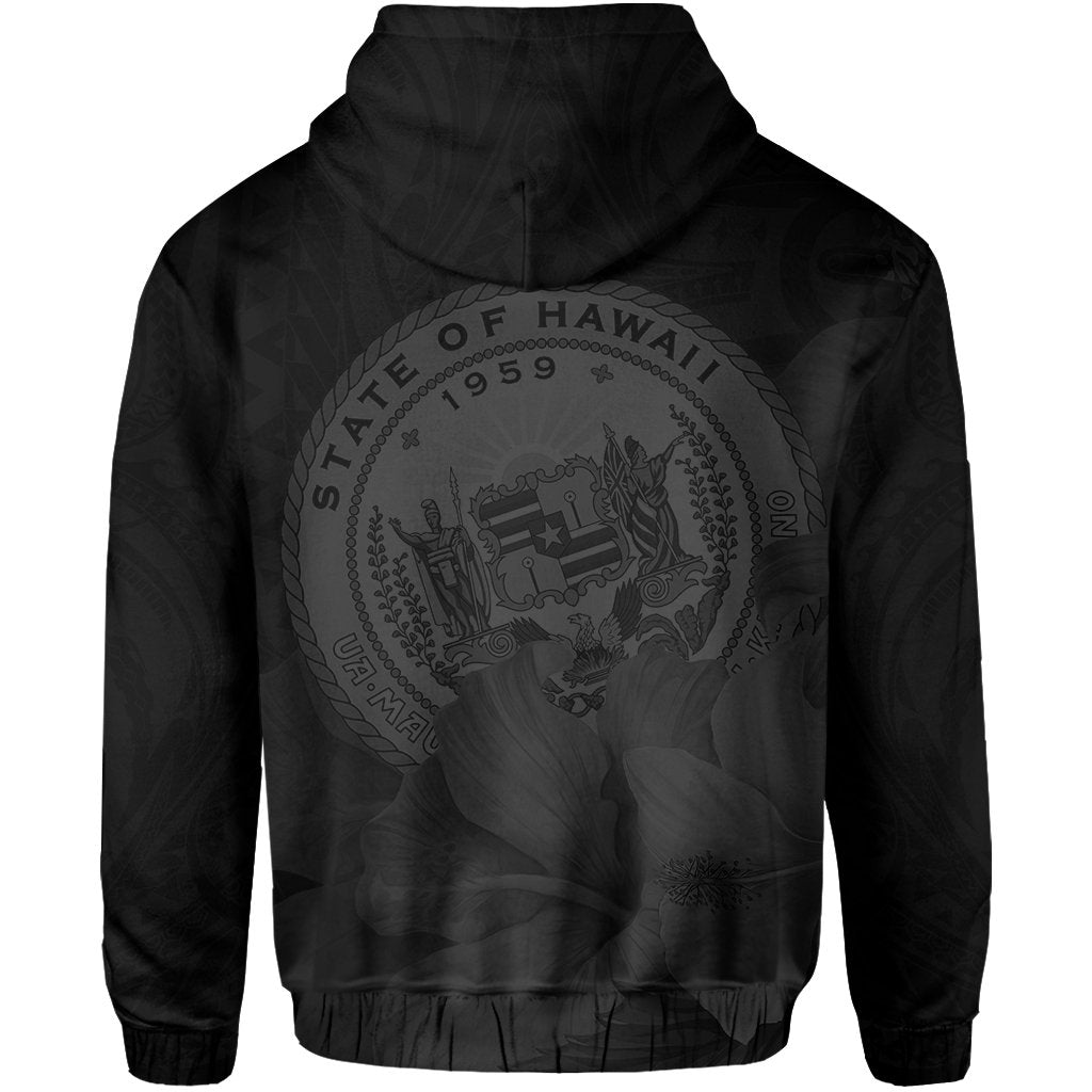 Tropic Hibiscus Seal Of Hawaii Zip Hoodie Gray