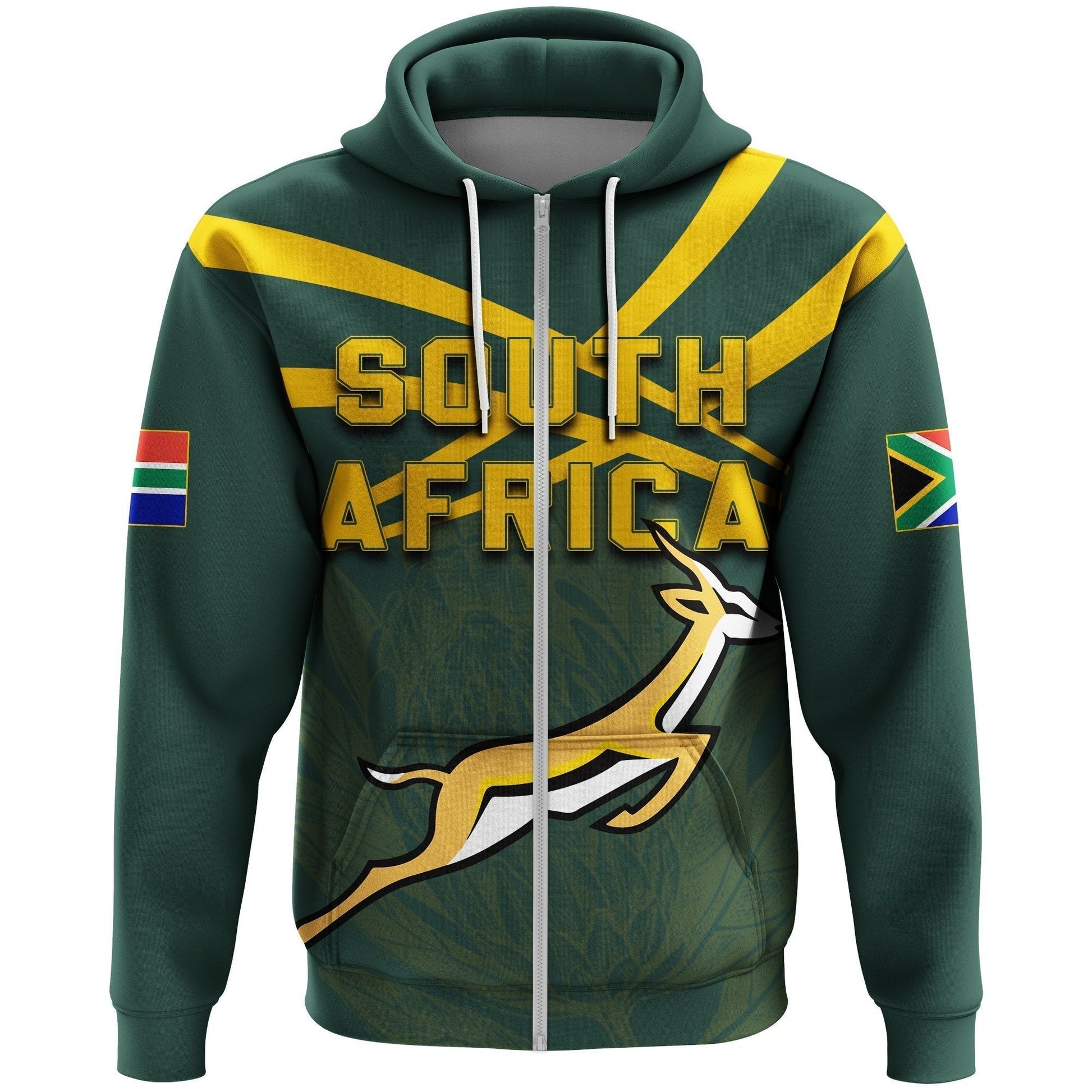 African Hoodie South Africa Springbok Zipper Hoodie - Rugby Fan
